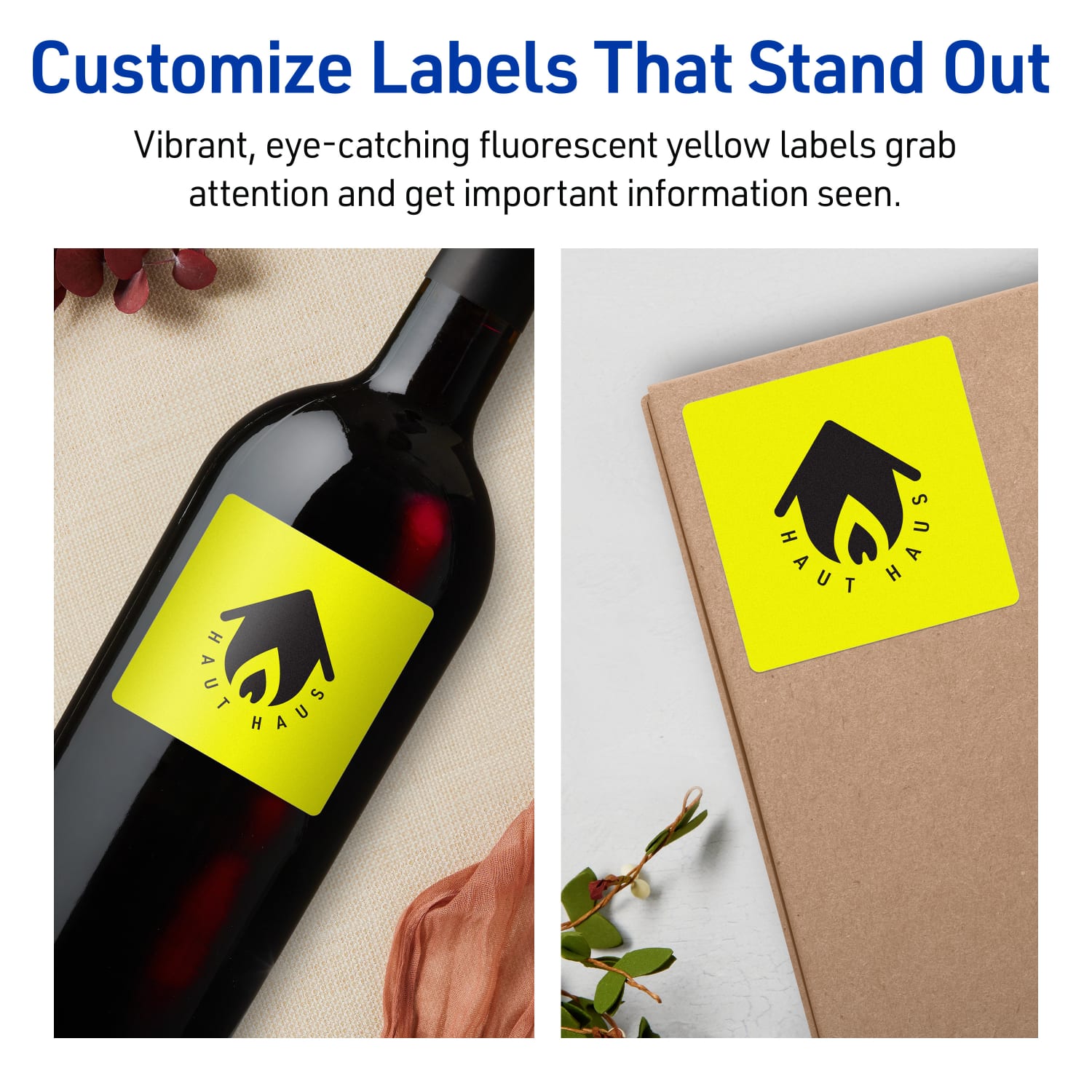 Avery Print-To-The-Edge Labels With Sure Feed Technology And Easy Peel Label Feature, 94101-NYP40, Square, 3in x 3in, Matte Neon Yellow, Pack of 240 - Image 4