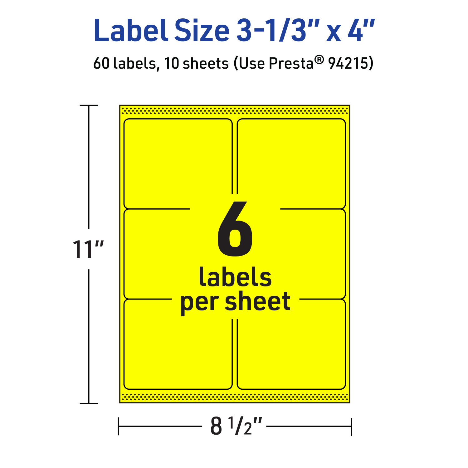 Avery Printable Labels With Sure Feed Technology, 94215-NYP10, Rectangle, 3-1/3in x 4in, Matte Neon Yellow, Pack of 60 - Image 6