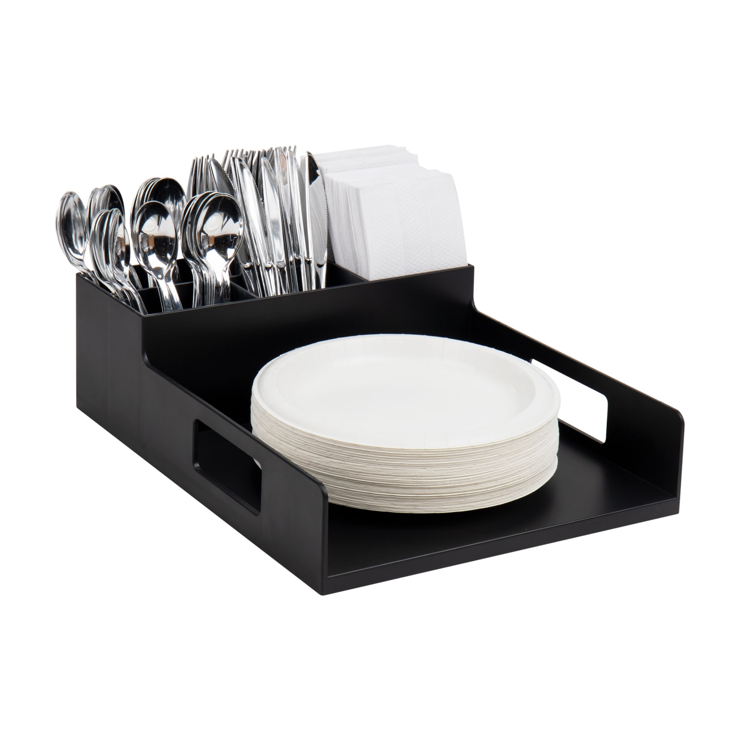 Mind Reader Utensil Napkin & Plate Holder, 4-1/2inH x 15-1/4inW  x 11-1/4inD, Black