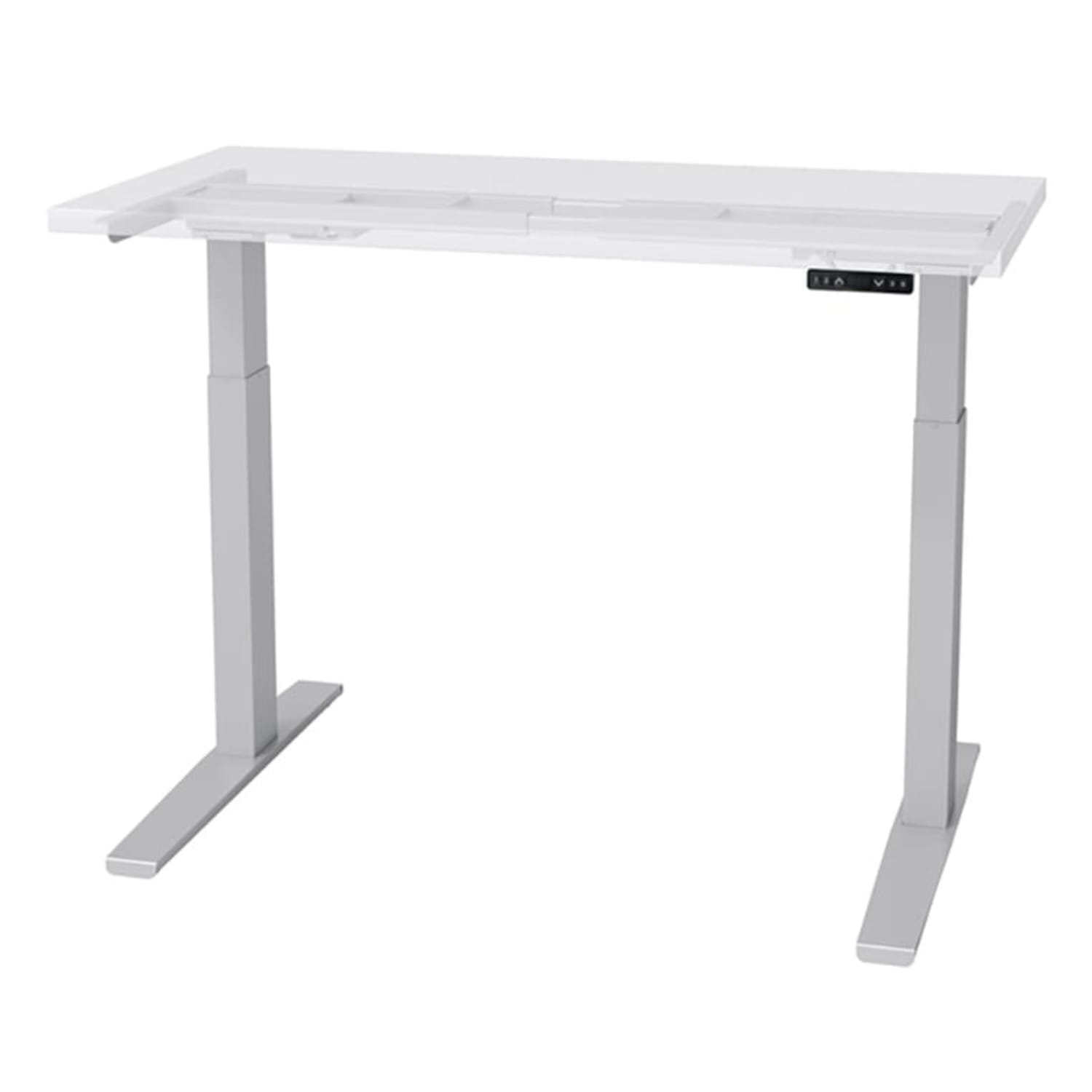 Fellowes Triumph LX Electric Height Adjustable 2-Leg Table Base, For Tables 36in-60in x 24in, 43-1/2inH x 48inW x 24inD, Silver