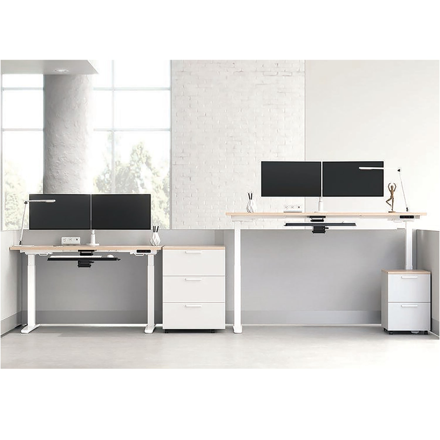 Fellowes Triumph LX Electric Height Adjustable 2-Leg Table Base, For Tables 36in-60in x 24in, 43-1/2inH x 48inW x 24inD, Silver - Image 4