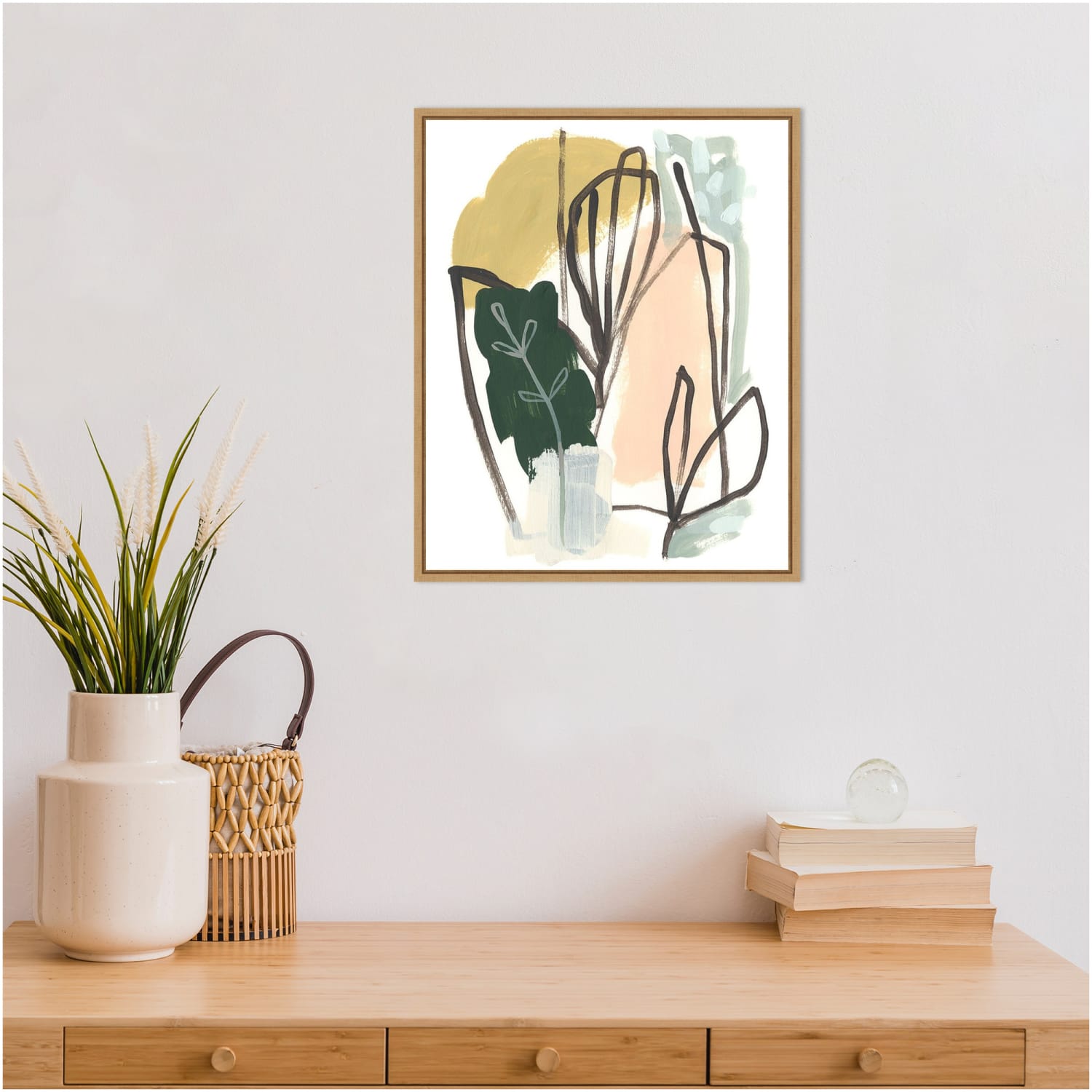 Amanti Art Tropical Abstract I by June Erica Vess Framed Canvas Wall Art Print, 20inH x 16inW, Maple - Image 4