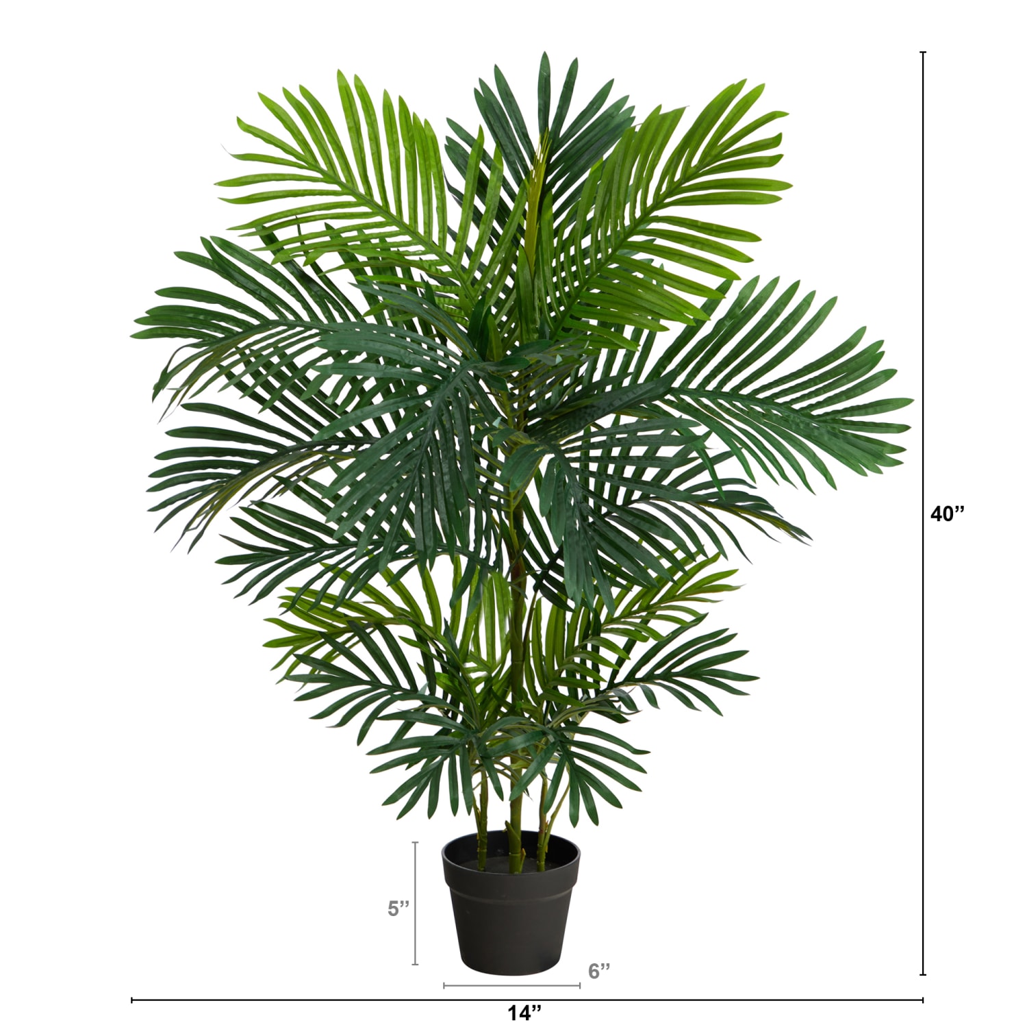 Nearly Natural Areca Palm 40inH Artificial Plant With Planter, 40inH x 14inW x 14inD, Green/Black - Image 3