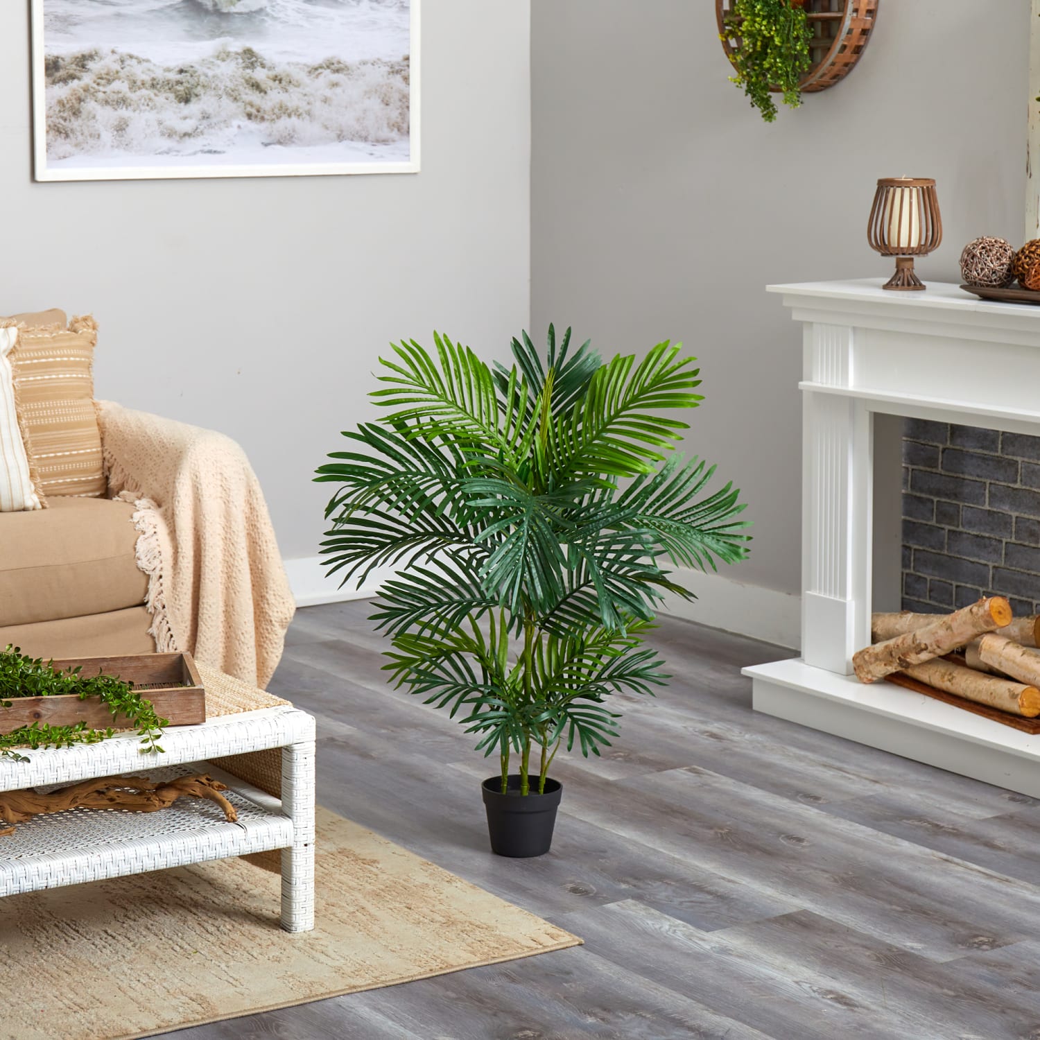 Nearly Natural Areca Palm 40inH Artificial Plant With Planter, 40inH x 14inW x 14inD, Green/Black - Image 5