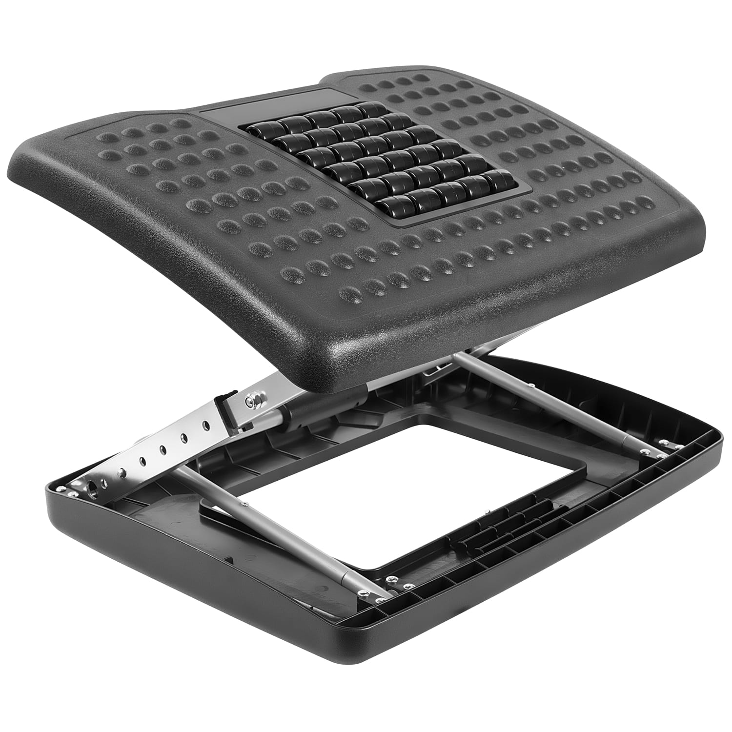 Mount It Adjustable Under Desk Footrest With Massaging Rollers Plastic 15in x 17 1316in Black PopularChairscom