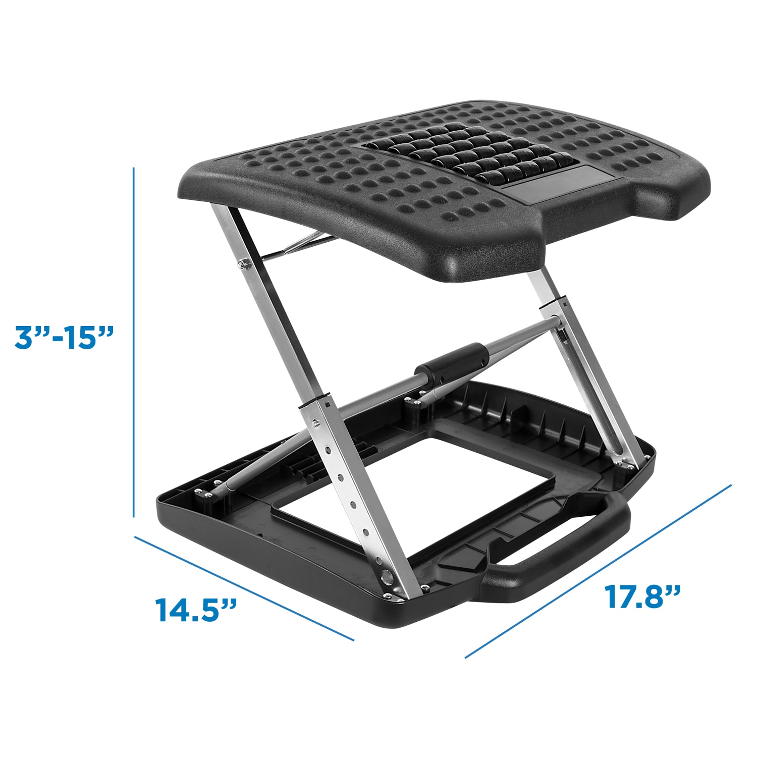 Mount It Adjustable Under Desk Footrest With Massaging Rollers Plastic 15in x 17 1316in Black PopularChairscom