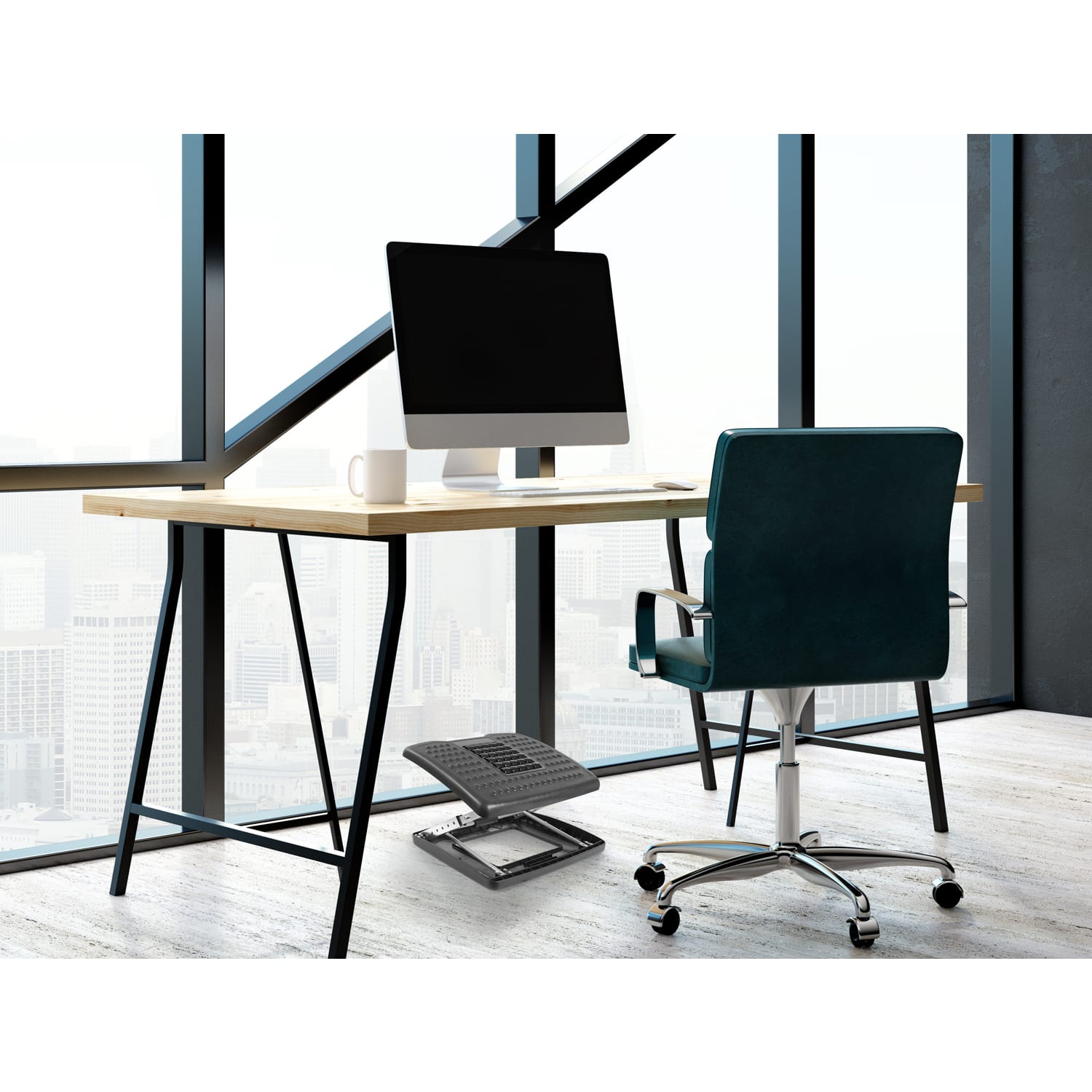 Mount It Adjustable Under Desk Footrest With Massaging Rollers Plastic 15in x 17 1316in Black PopularChairscom