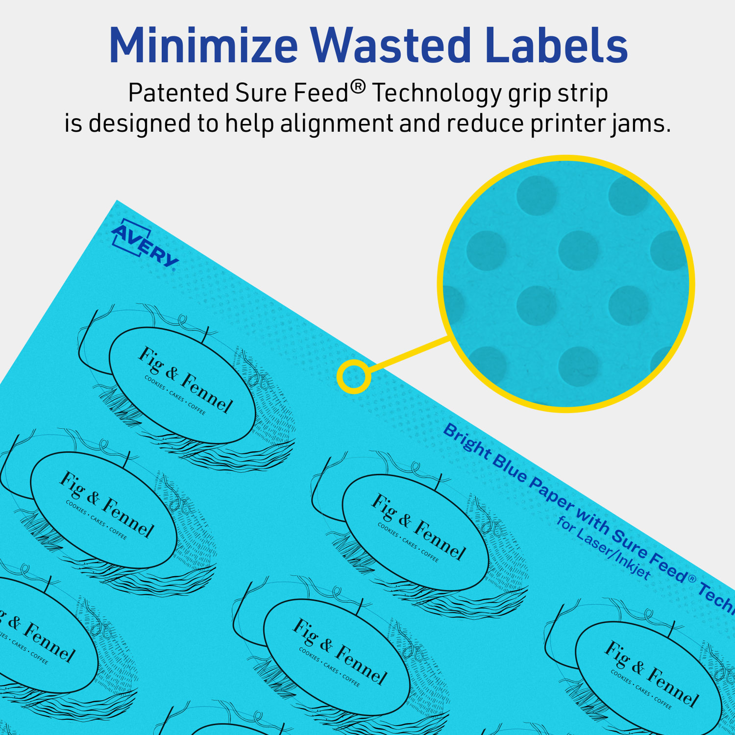Avery Print-To-The-Edge Labels With Sure Feed Technology And Easy Peel, 94054-BBP80, Oval, 1-1/8in x 2-1/4in, Matte Bright Blue, Pack of 1680 - Image 5