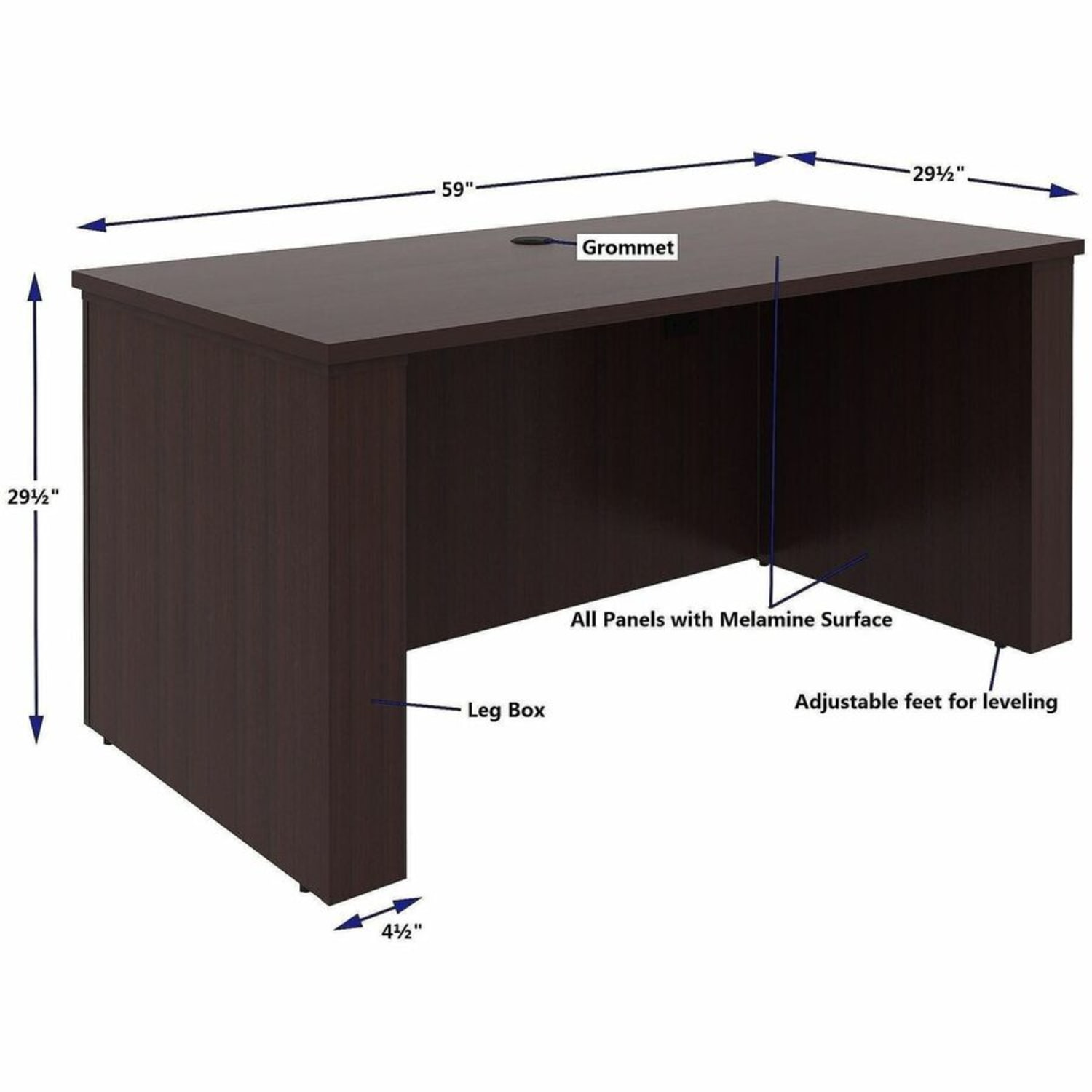 Lorell Essentials 60in Sit-to-Stand Desk Shell, 49inH x 60inW x 29inD, 1in Thick Top, Espresso - Image 5