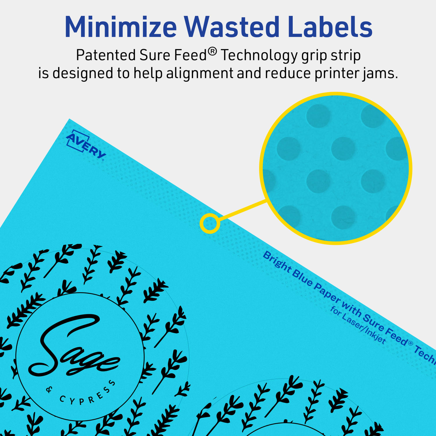 Avery Print-To-The-Edge Labels With Sure Feed Technology And Easy Peel Label Feature, 94514-BBP10, Round, 3-1/2in, Matte Bright Blue, Pack of 40 - Image 5