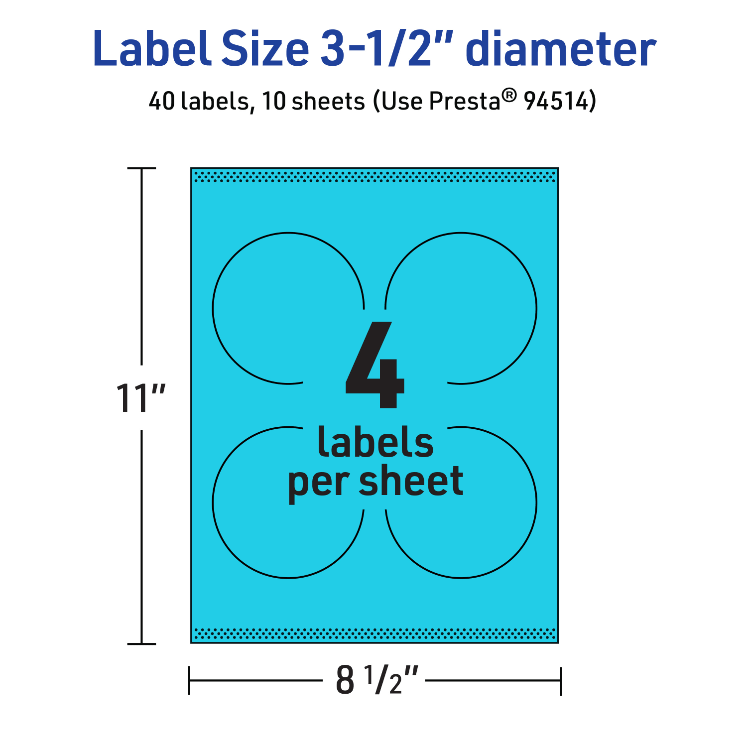 Avery Print-To-The-Edge Labels With Sure Feed Technology And Easy Peel Label Feature, 94514-BBP10, Round, 3-1/2in, Matte Bright Blue, Pack of 40 - Image 6