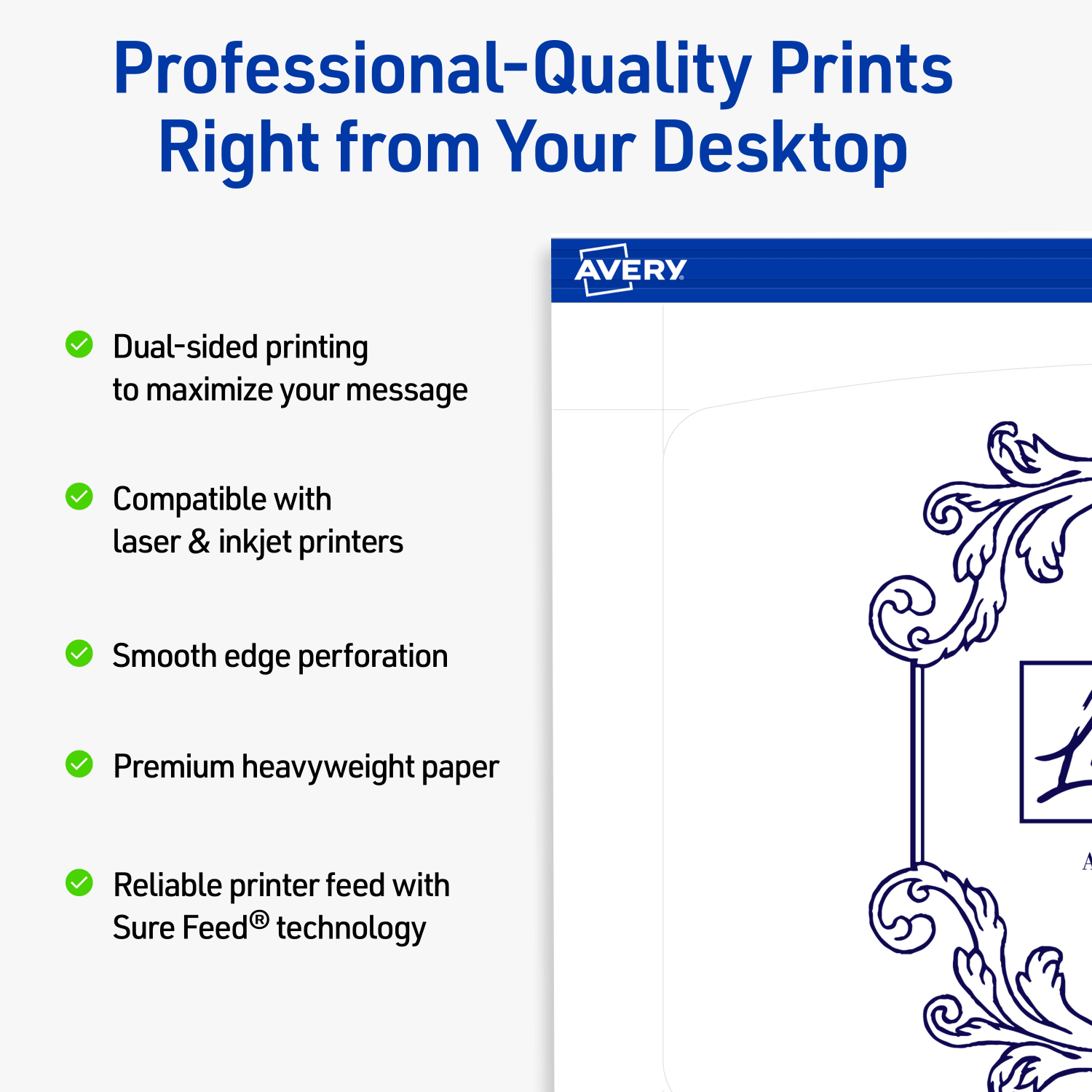 Avery Printable Flat Cards With Sure Feed Technology, 5inx7in Arched Rectangle, Matte White, Pack Of 100 - Image 3