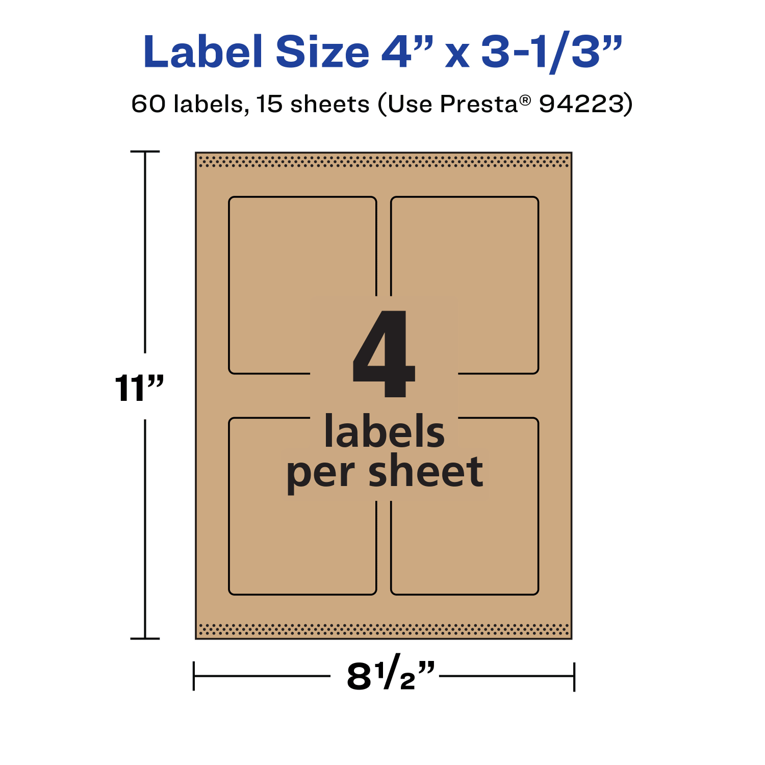 Avery Kraft Permanent Labels With Sure Feed, 94223-KMP15, Rectangle, 4in x 3-1/3in, Brown, Pack Of 60 - Image 6