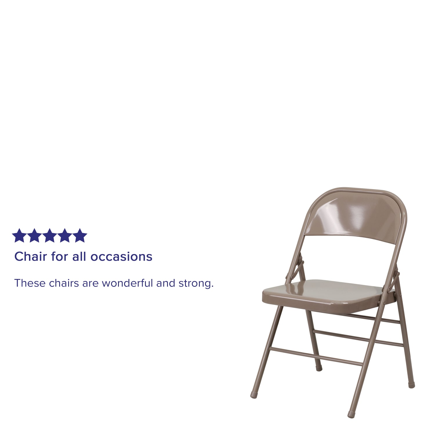 Flash Furniture HERCULES Metal Double-Braced Folding Chair, Beige - Image 5