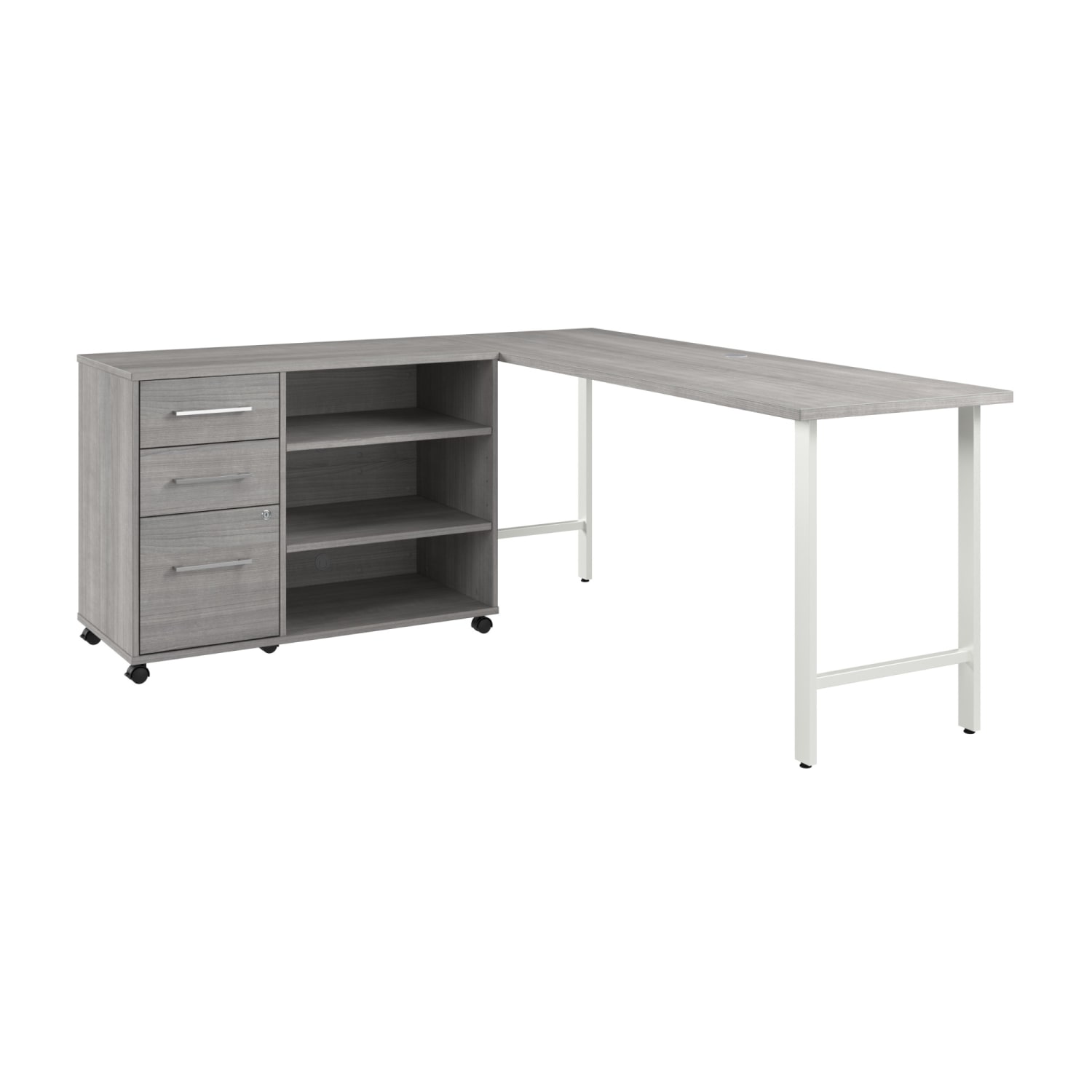 Bush Business Furniture Hustle 72inW Computer Desk and Storage Cabinet with Drawers and Shelves, Platinum Gray, Standard Delivery Service, HUS008PG - Image 3