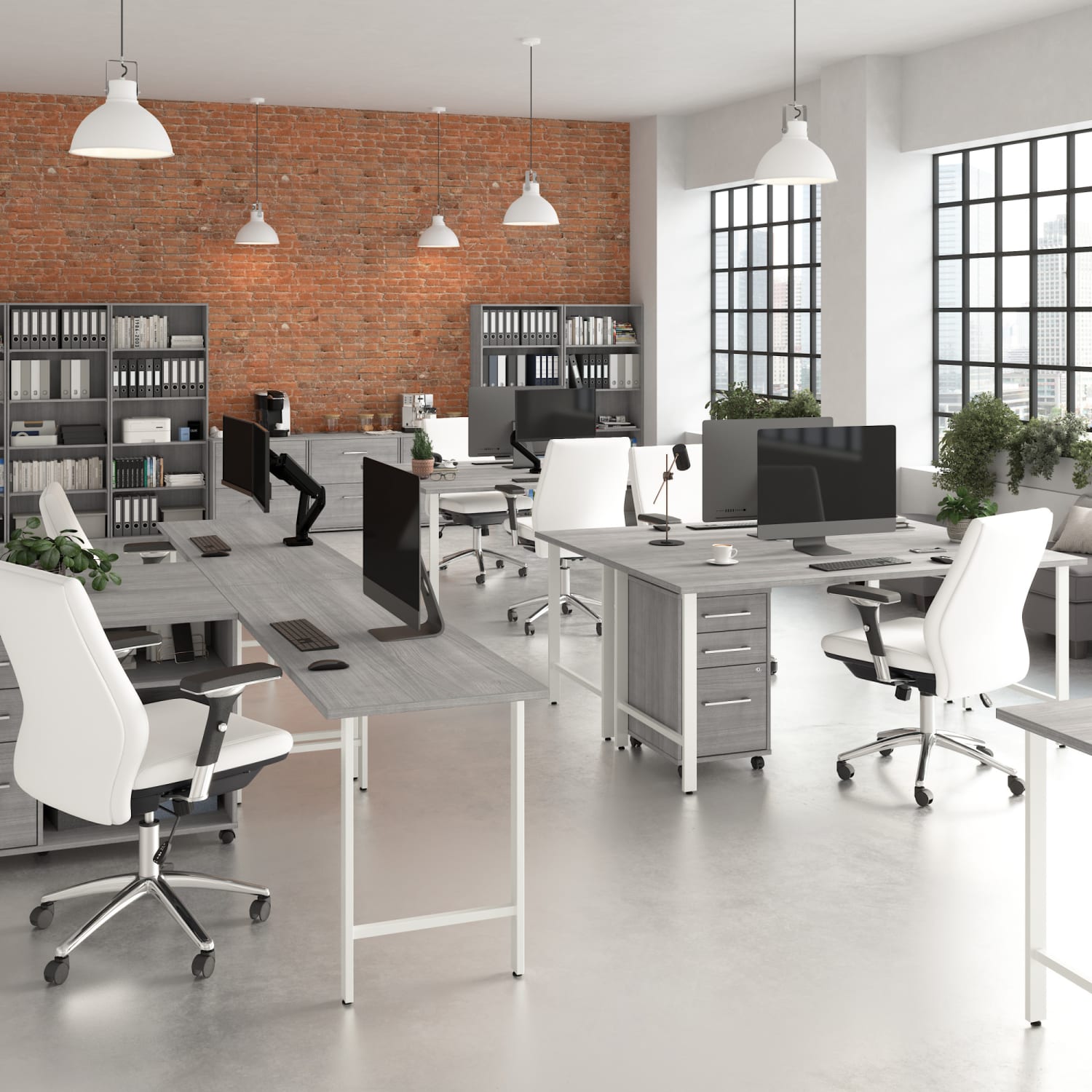 Bush Business Furniture Hustle 72inW Computer Desk and Storage Cabinet with Drawers and Shelves, Platinum Gray, Standard Delivery Service, HUS008PG - Image 4