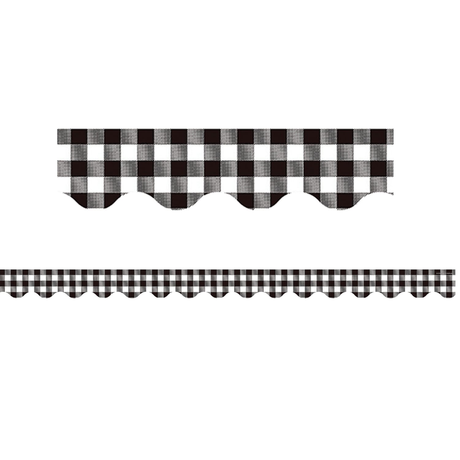 Teacher Created Resources Scalloped Border Trim Packs, 35', Black and White Gingham, Set Of 6 Packs - Image 3