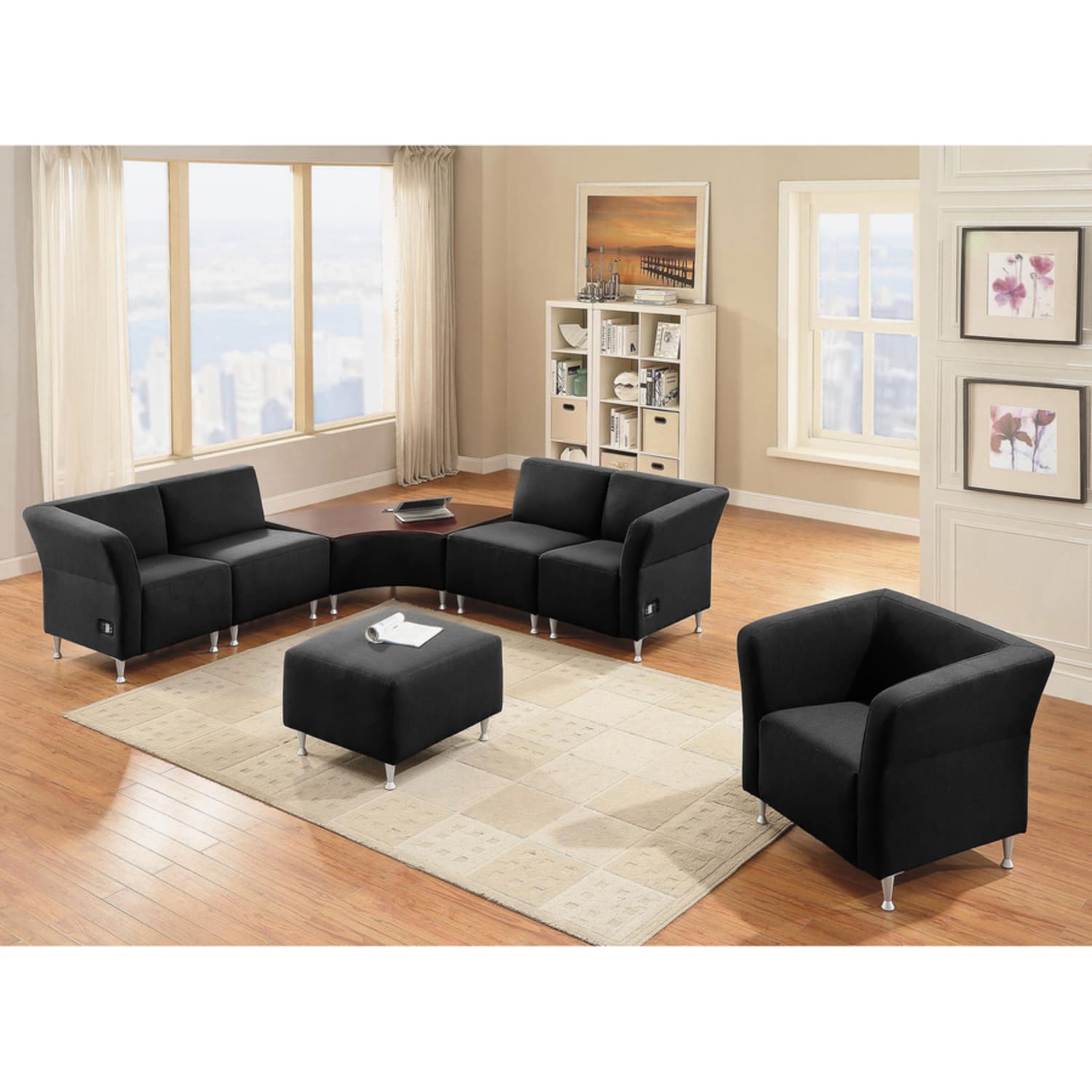 Lorell Fuze Modular Bonded Leather Lounge Chair, Black - Image 7