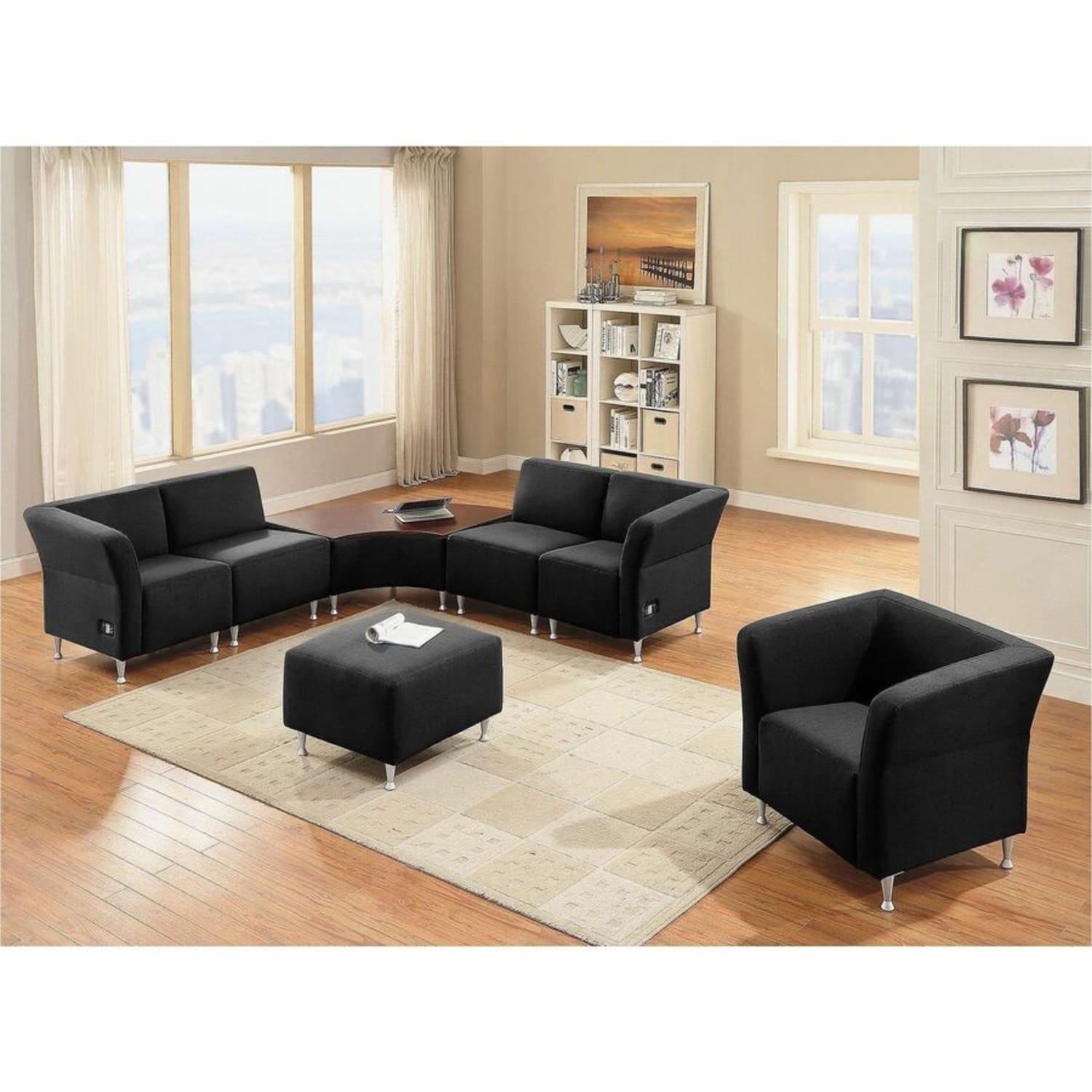 Lorell Fuze Modular Bonded Leather Lounge Chair, Black - Image 8