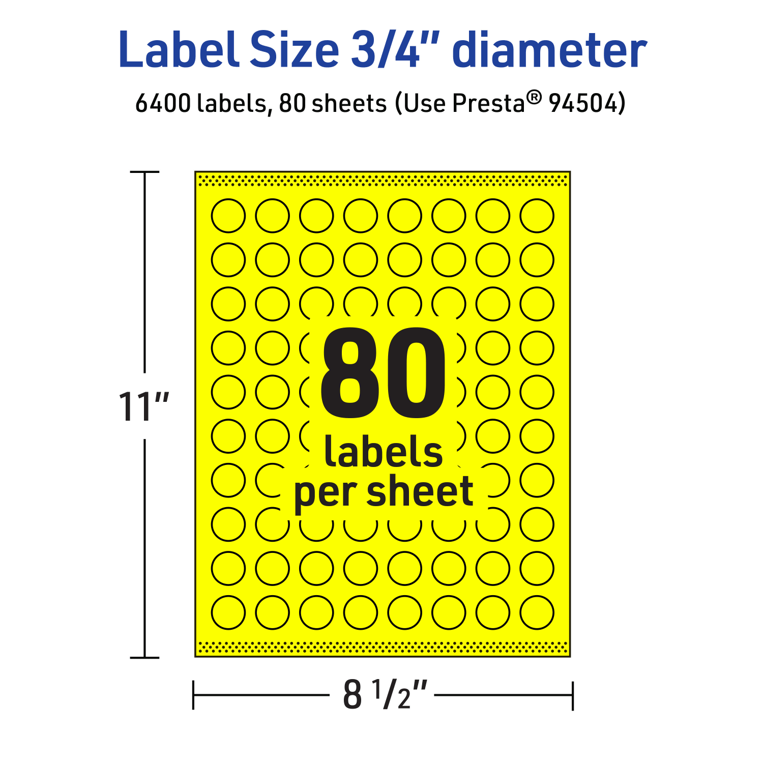 Avery Print-To-The-Edge Labels With Sure Feed Technology, 94504-NYP80, Round, 3/4in, Matte Neon Yellow, Pack of 6400 - Image 6