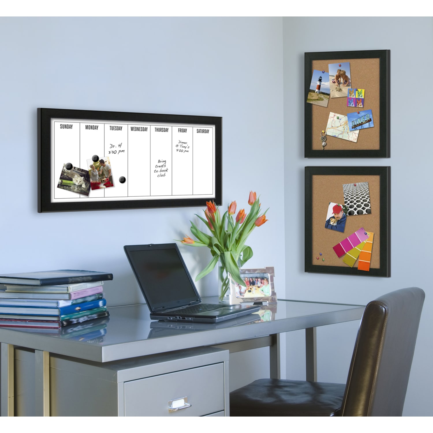 DesignOvations Wyeth Magnetic Framed Dry-Erase Weekly Calendar, Melamine, 13in x 26in, White, Black Plastic Frame - Image 5