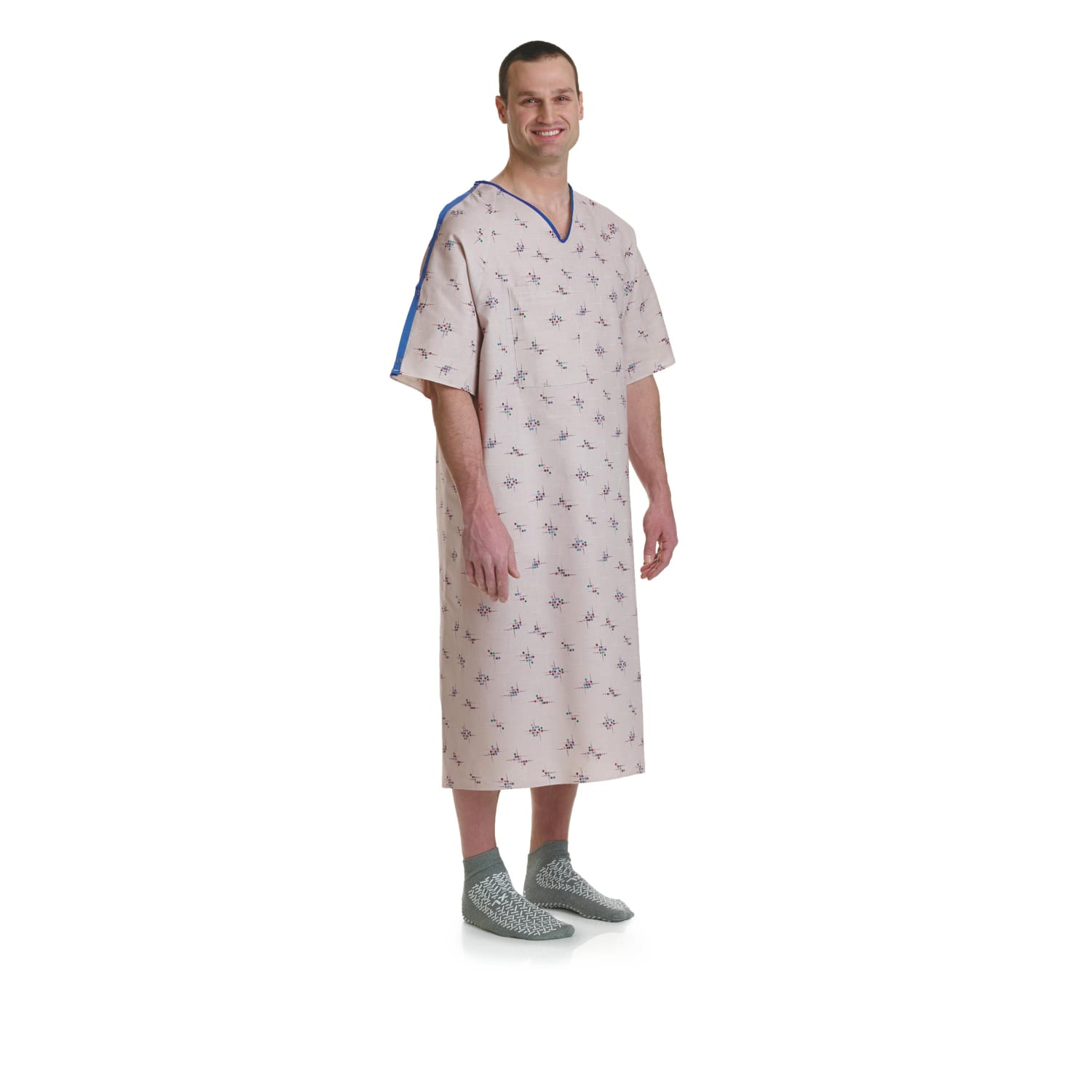 Medline Gray Collection IV Sleeve Gowns, 66in, Galaxy Gray, Pack Of 12