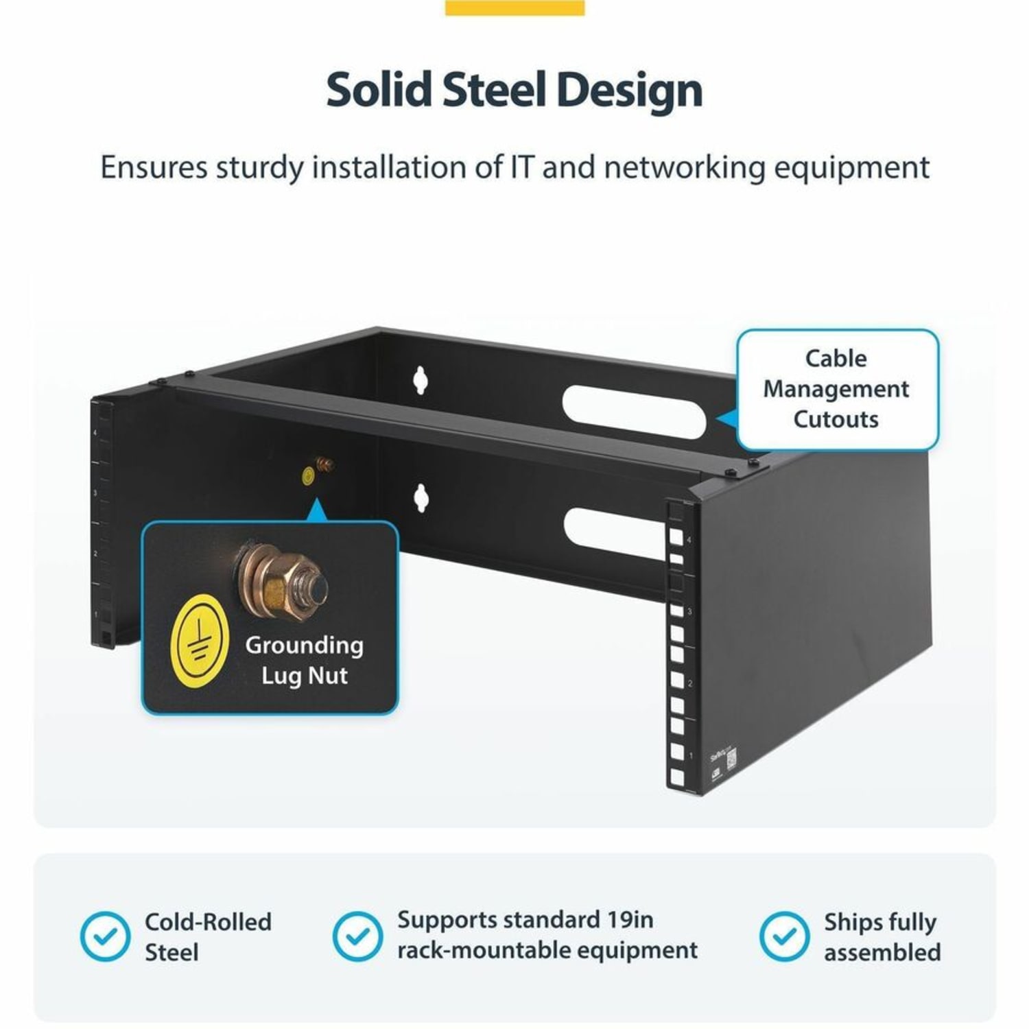 StarTech.com 4U Wall Mount Rack, 13.78in Deep, 19 inch Wall Mount Network Rack, Wall Mounting Patch Panel Bracket for Switch/IT Equipment - Image 4