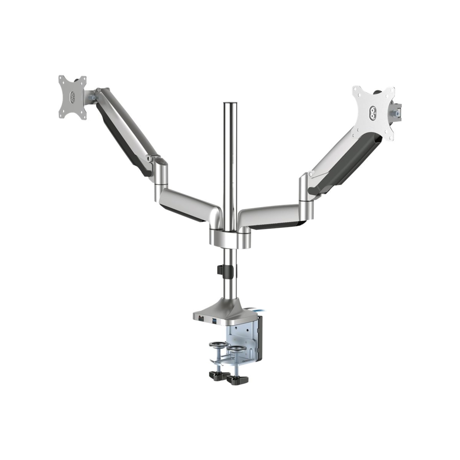 SIIG Dual Monitor Gas Spring Desk Mount with USB Port - 17in to 32in - VESA 75x75 & 100x100 - Supports Up to 19.8 lbs which matches most 32-inch large screens on the market - Image 3