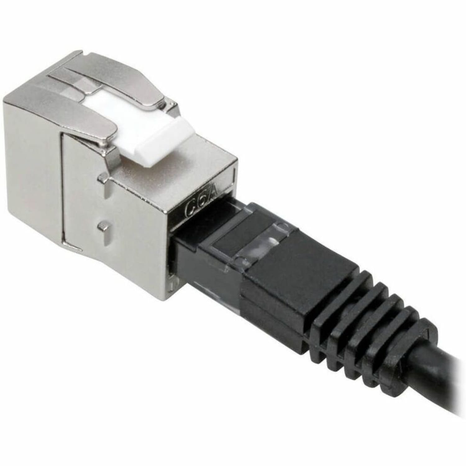 Eaton Tripp Lite Series Cat6a/Cat6/Cat5e Toolless Keystone Jack RJ45, Shielded, Dust Cap PoE/PoE+ Compliant, TAA - Modular insert - CAT 5/5e/6 - RJ-45 - white, silver - government GSA - TAA Compliant - Image 4