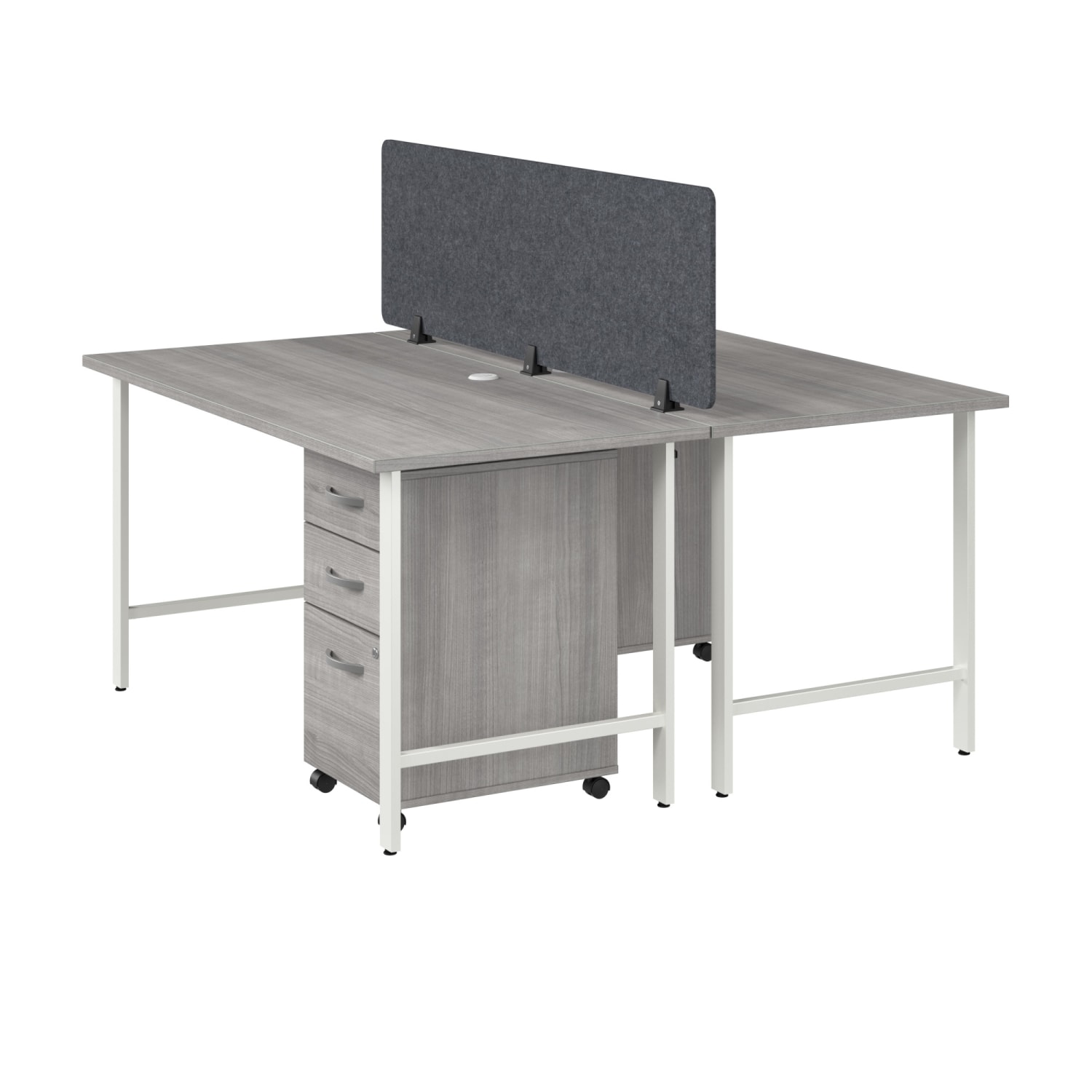 Bush Business Furniture Hustle 2 Person Computer Desk with Mobile File Cabinets, Power Grommets, and Privacy Screen, Platinum Gray,   - HUS014PGSU - Image 3