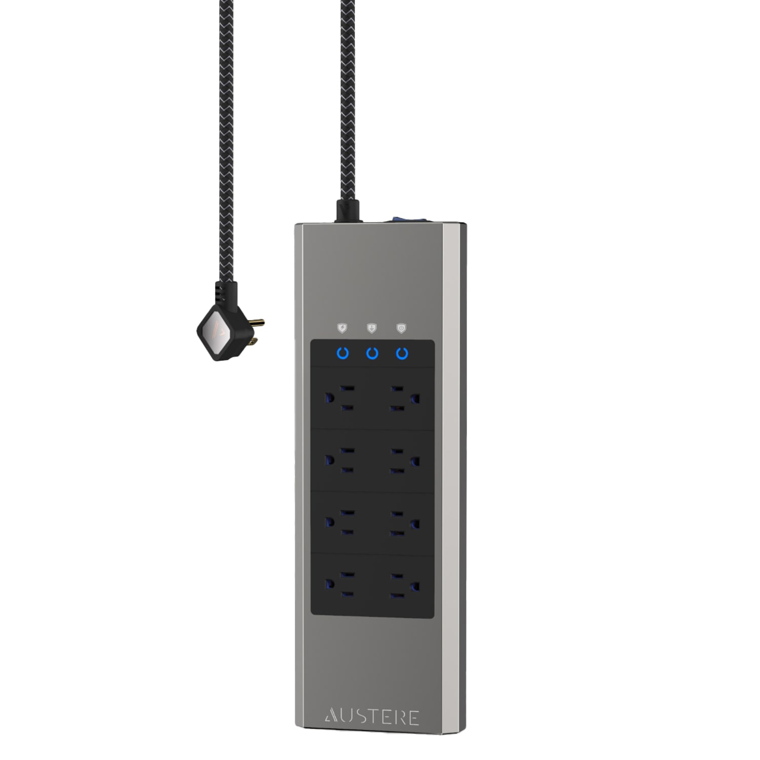 Austere VII Series Power 7S-PS8-US1 8-Outlet With 45W USB-C PD Port OmniPort USB, Silver Brushed Aluminum - Image 3