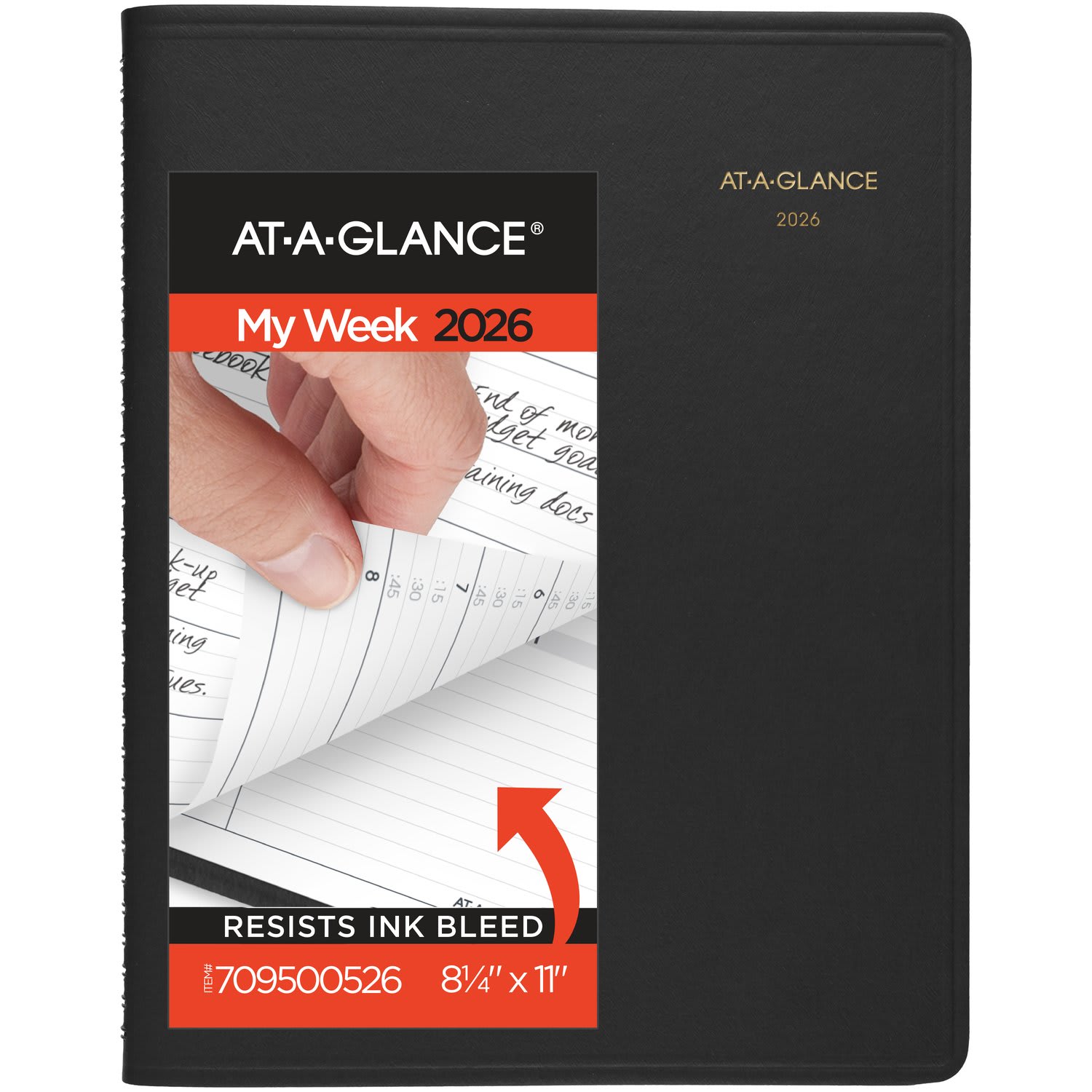 AT-A-GLANCE 2026 Weekly Appointment Book Planner, Black, Large, 8 1/4in x 11in