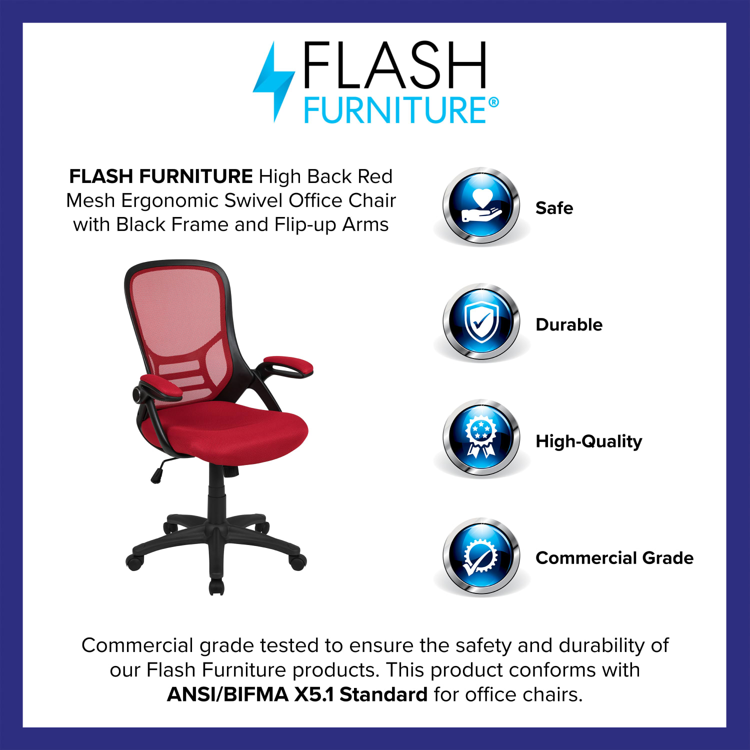 Flash Furniture Ergonomic Mesh High Back Office Chair Red PopularChairscom
