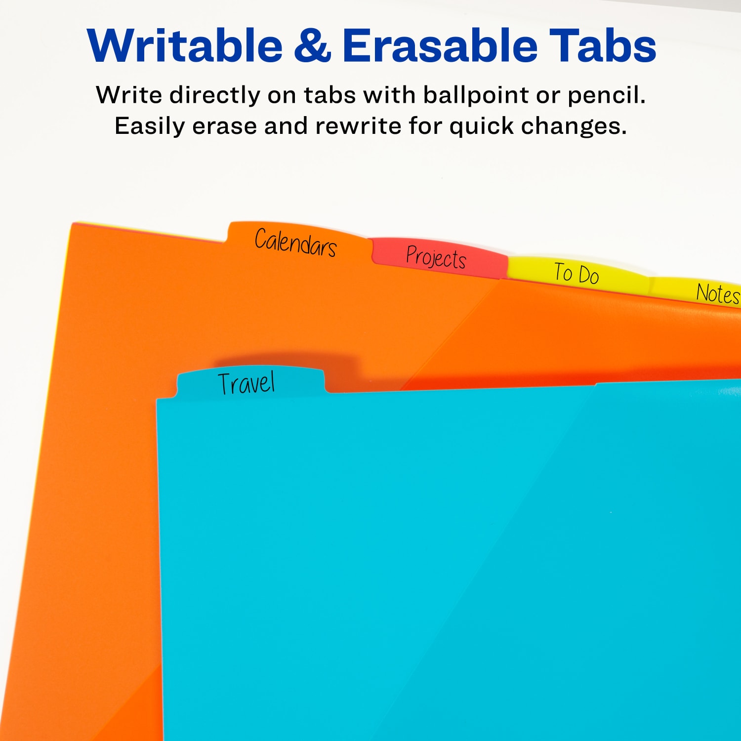 Avery Write & Erase Durable Plastic Dividers With Pockets, 8-1/2in x 11in, Multicolor Brights, Pack Of 8 Dividers - Image 4