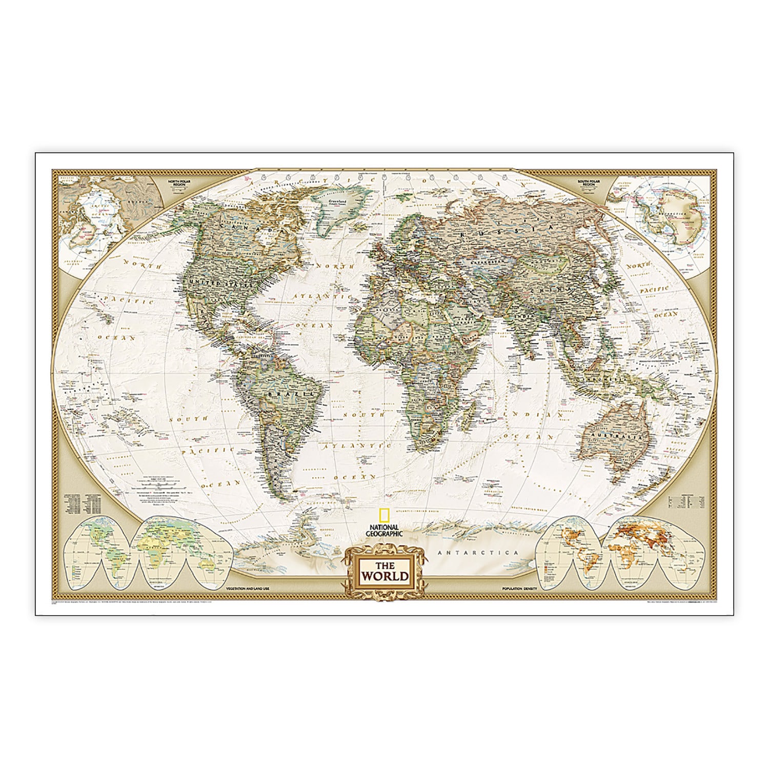 National Geographic World Executive Map, Laminated, 46in x 30.5in