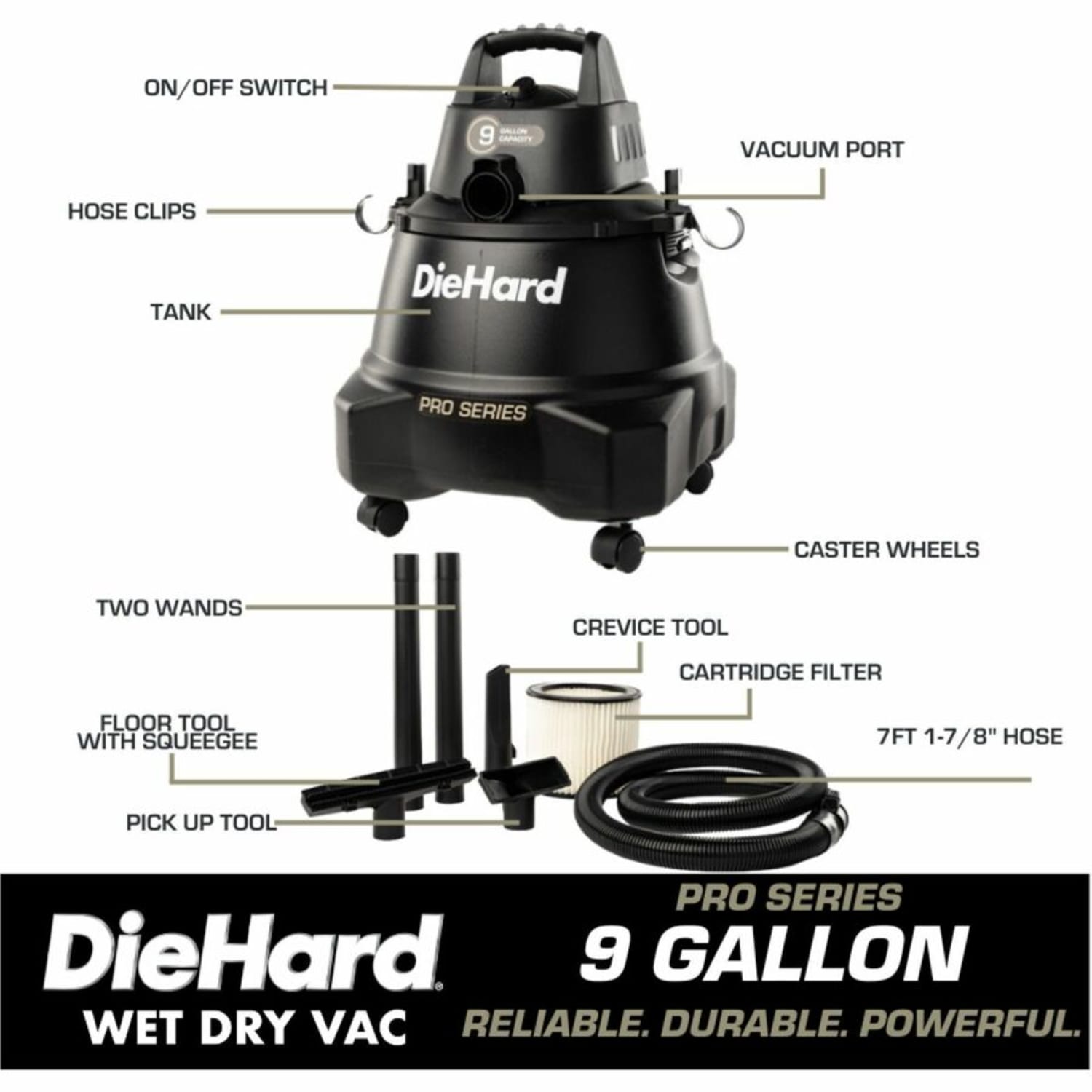 DieHard 9-Gallon 5.5 HP Pro Wet/Dry Vacuum, DH7000501 - Image 5