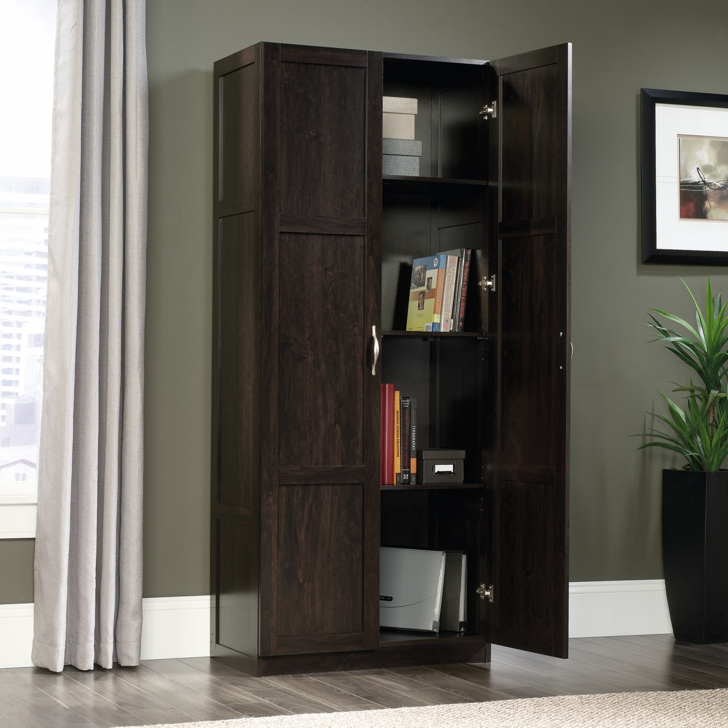Sauder Select Storage Cabinet, Cinnamon Cherry - Image 5