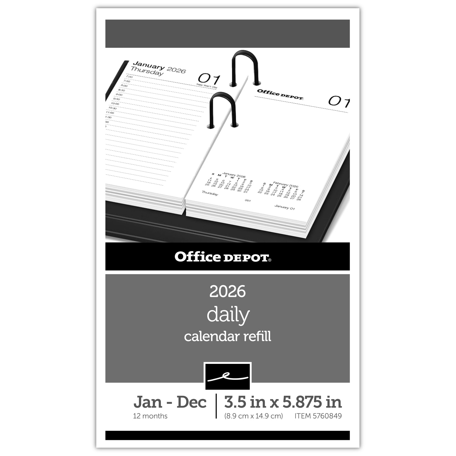 Office Depot Brand Daily Desk Calendar Refill, 3 1/2in x 6in, White, January 2026 to December 2026, SP717D5026 - Image 3