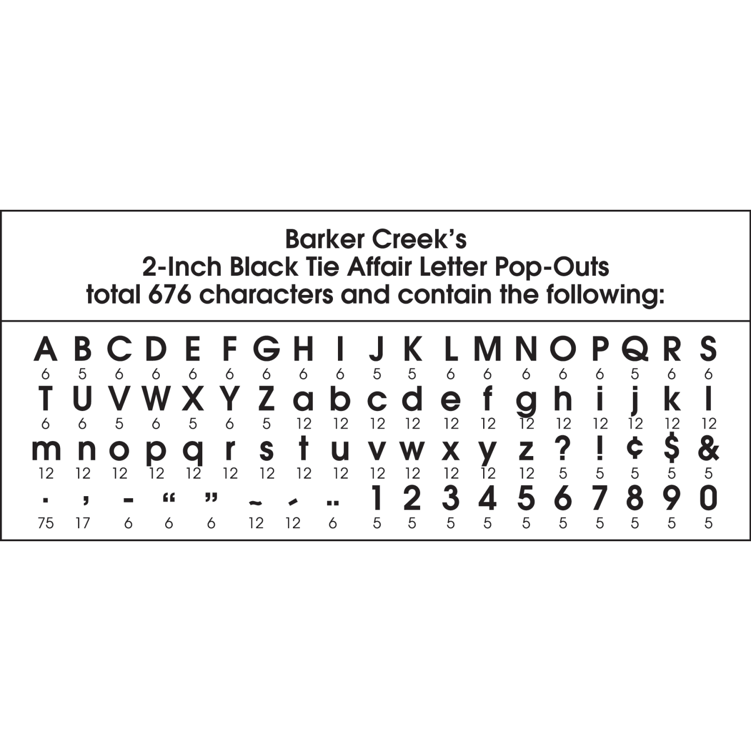 Barker Creek Letter Pop-Outs, 2in, Black Tie, Set Of 676 - Image 5