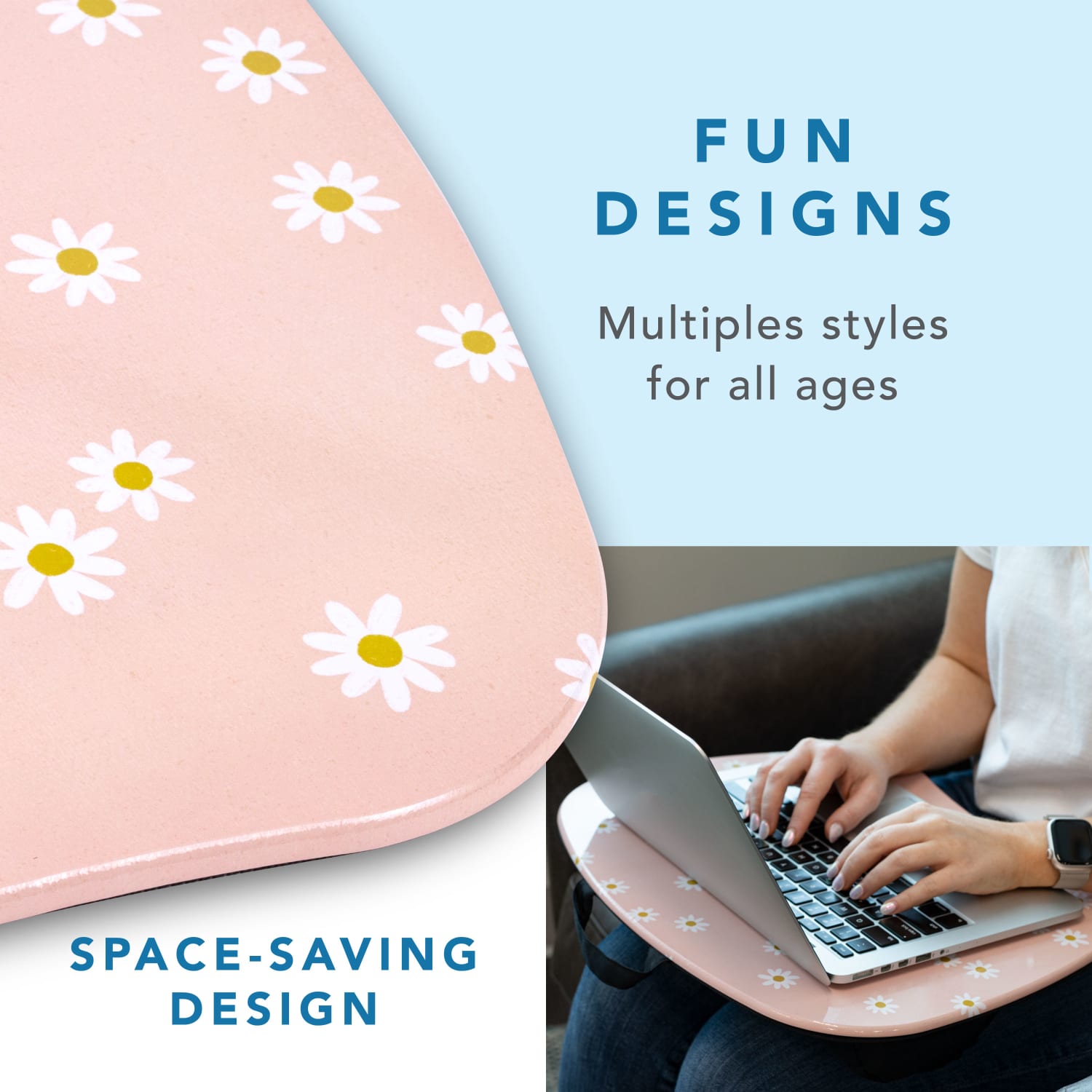 LapGear MyStyle Lap Desk, 2-5/8inH x 17inW x 13-1/4inD, Pink Daisy - Image 4