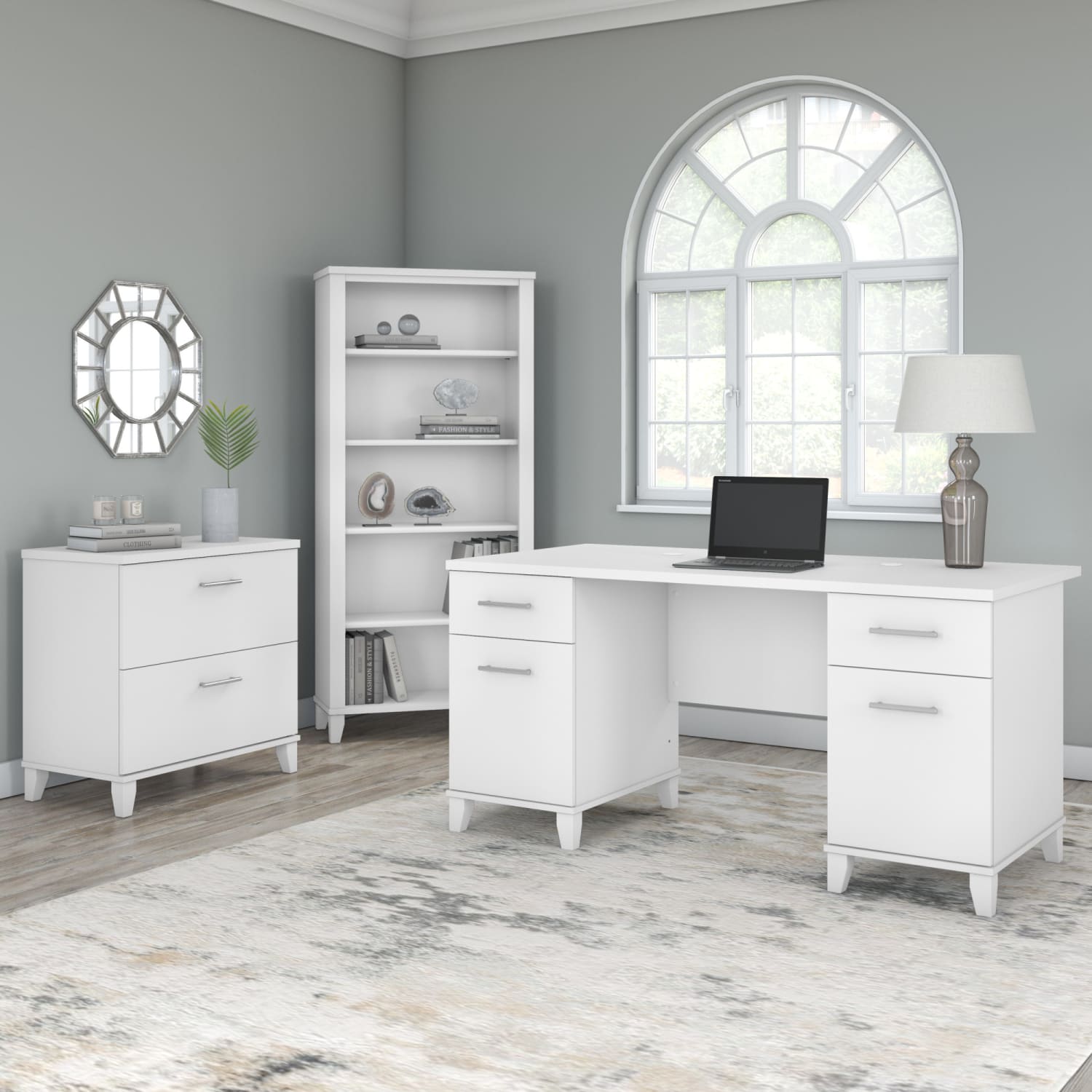 Bush Business Furniture Somerset 66inH 5-Shelf Bookcase, White, Standard Delivery - Image 4