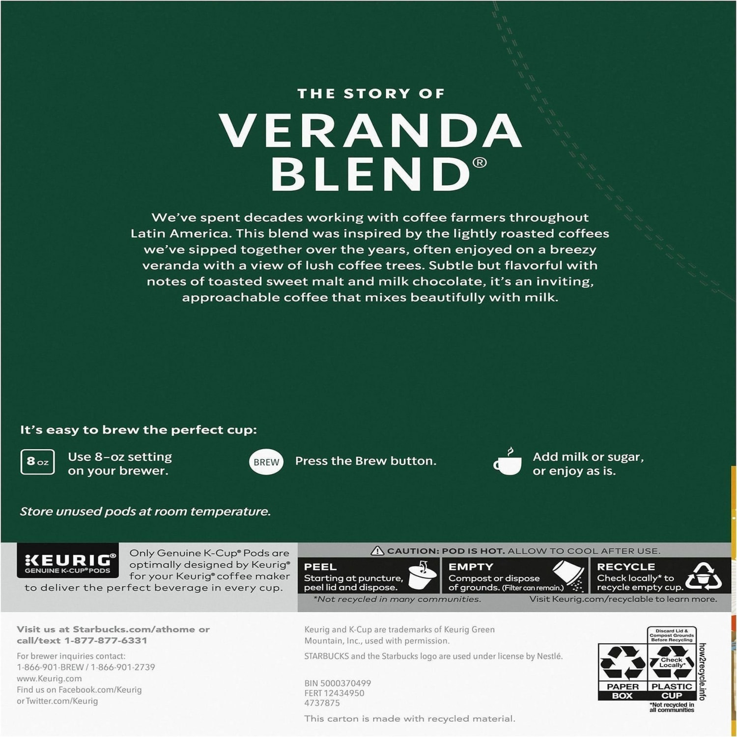 Starbucks K-Cup Veranda Blend Coffee - Compatible with Keurig Brewer - Light - K-Cup - Veranda Blend - 24/Box - 4 / Carton - Image 4