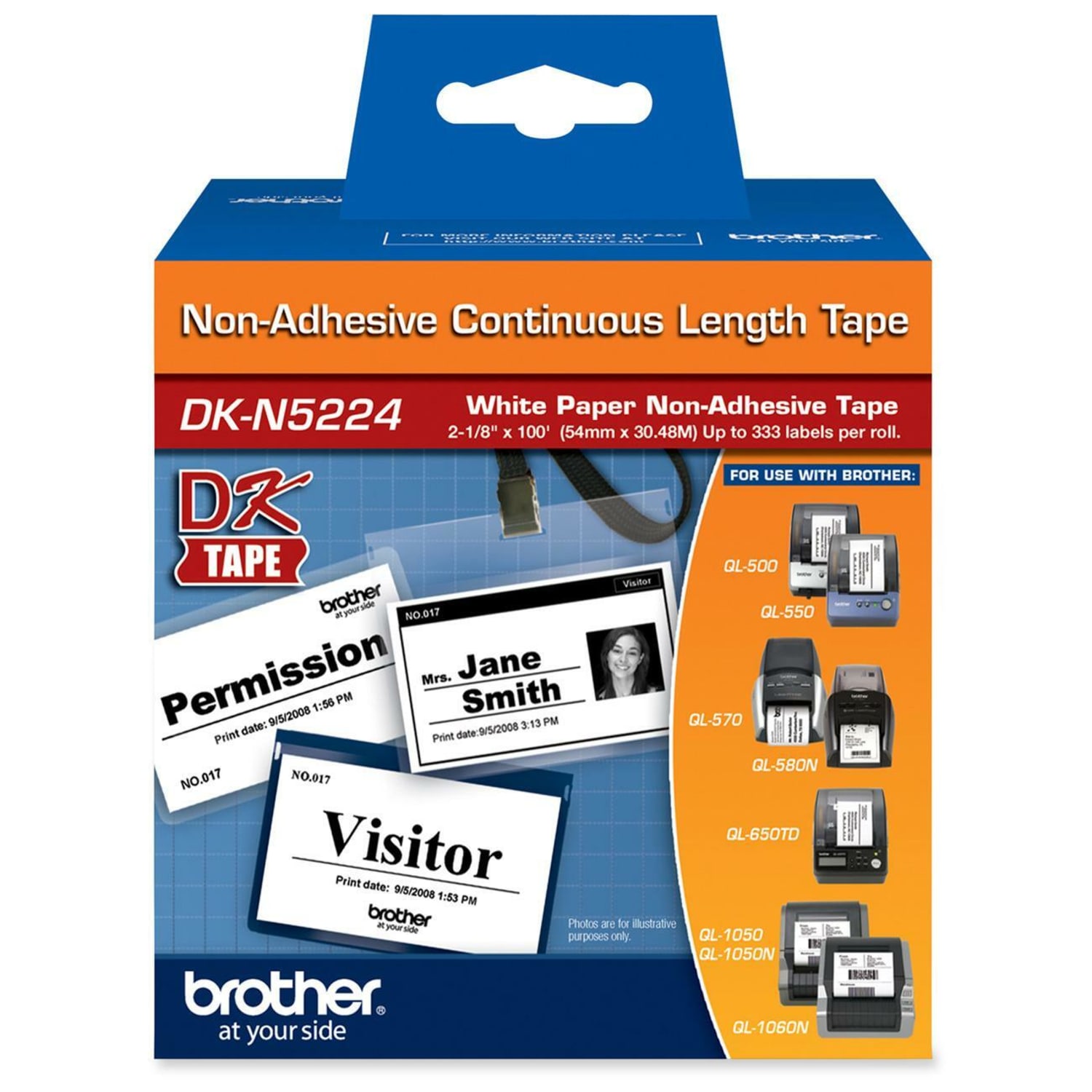 Brother DK-N5224 Black-On-White Tape, 2.13in x 100ft - Image 4