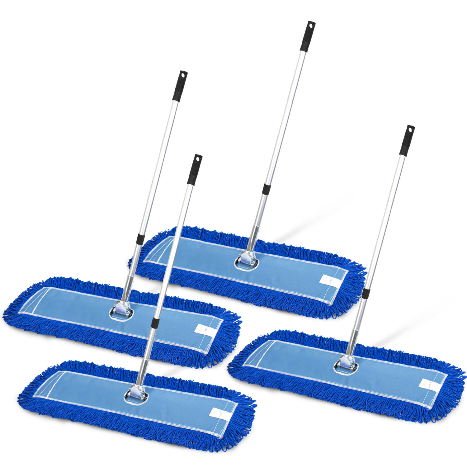 Gritt Commercial All-In-One Microfiber Dust Mop Sets With 72in Telescopic Handle, 36in, Blue/Silver, Pack Of 4 Sets