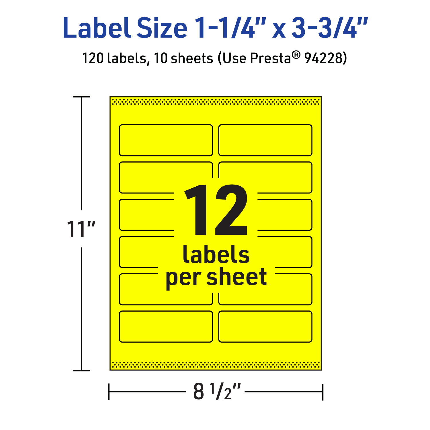 Avery Print-To-The-Edge Labels With Sure Feed Technology And Easy Peel, 94228-NYP10, Rectangle, 1-1/4in x 3-3/4in, Matte Neon Yellow, Pack of 120 - Image 6