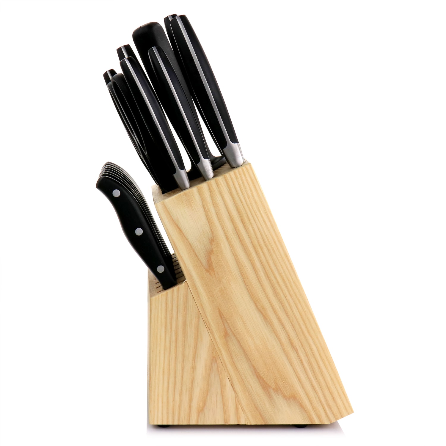 Kenmore Elite 18-Piece Stainless Steel Cutlery And Wood Block Set, Black - Image 3