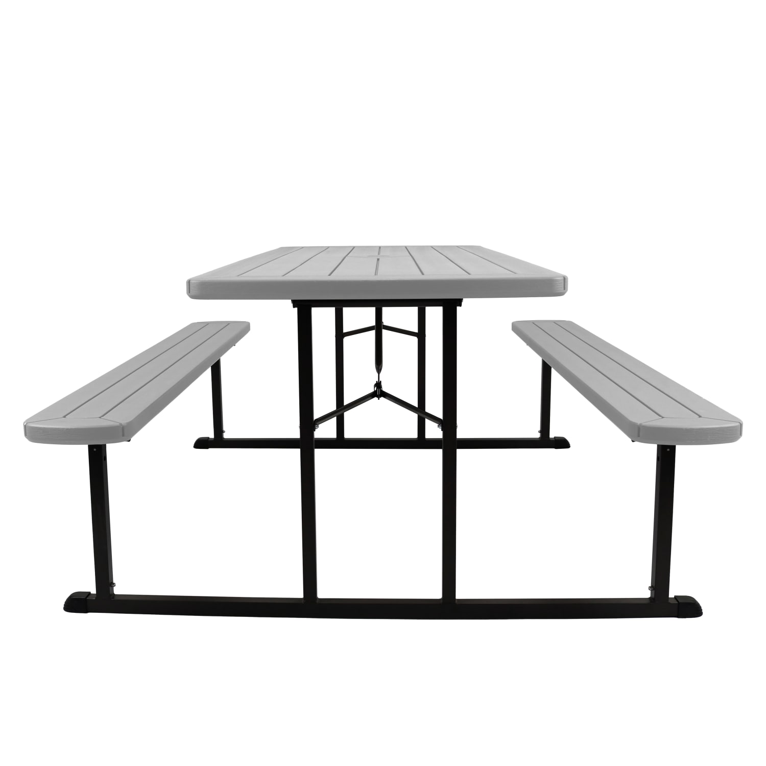 National Public Seating Blow-Molded Plastic Folding Picnic Table, 29-1/2inH x 72inW x 57inD, Gray - Image 4