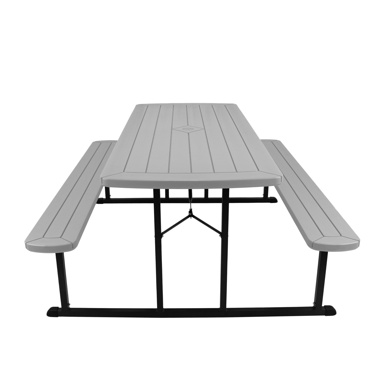National Public Seating Blow-Molded Plastic Folding Picnic Table, 29-1/2inH x 72inW x 57inD, Gray - Image 5