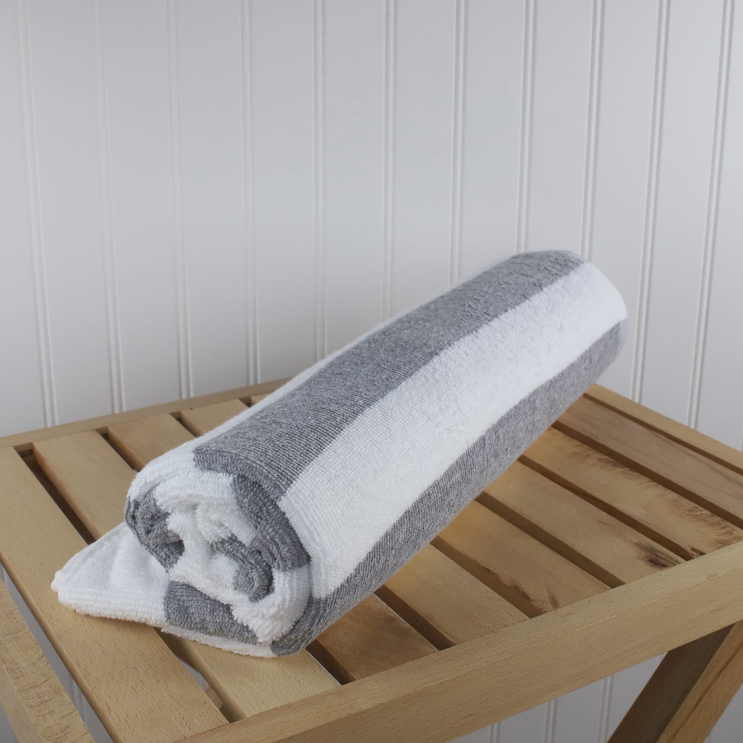 1888 Mills Fibertone Pool Towels, Gray Stripes, Case of 48 - Image 5