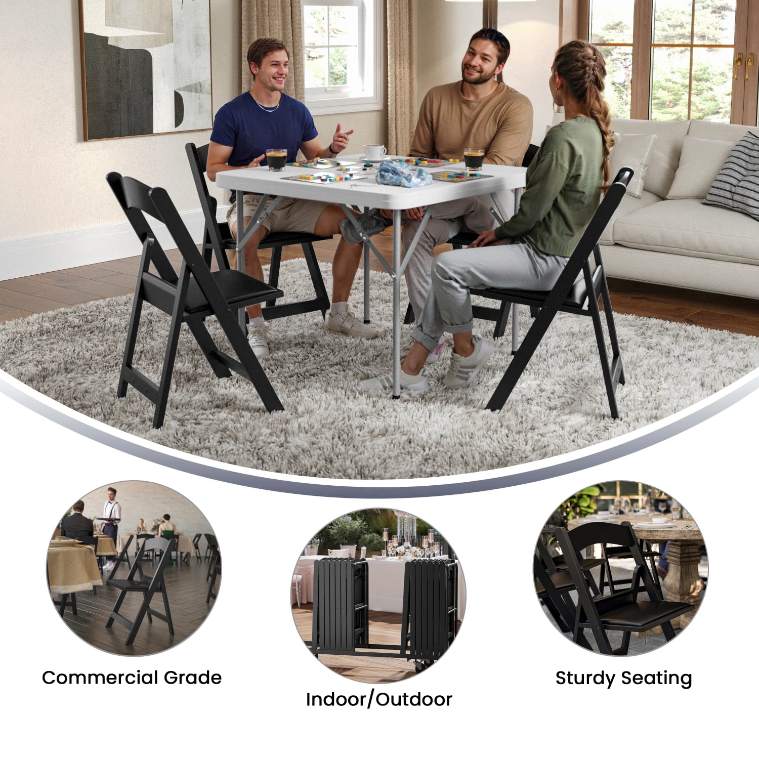 Flash Furniture Hercules 1000 lb Weight Capacity Folding Event Chairs Black Set Of 2 Chairs PopularChairscom